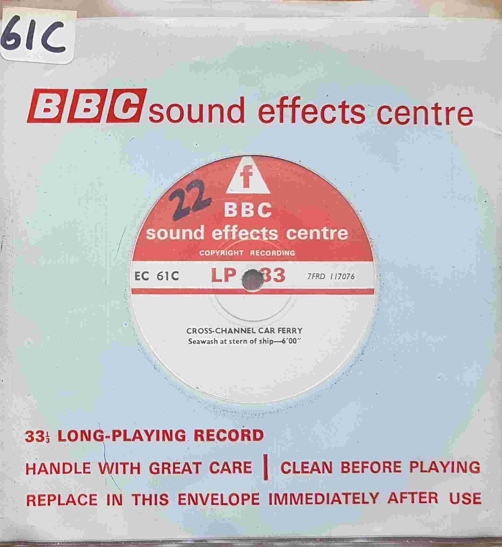 EC 61C Cross-channel car ferry Not registered from the BBC singles - Records and Tapes library Picture of EC 61C Cross-channel car ferry by artist Not registered from the BBC singles - Records and Tapes library