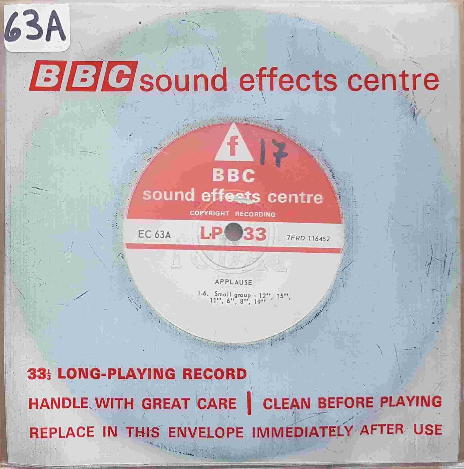 EC 63A Applause Not registered from the BBC singles - Records and Tapes library Picture of EC 63A Applause by artist Not registered from the BBC singles - Records and Tapes library