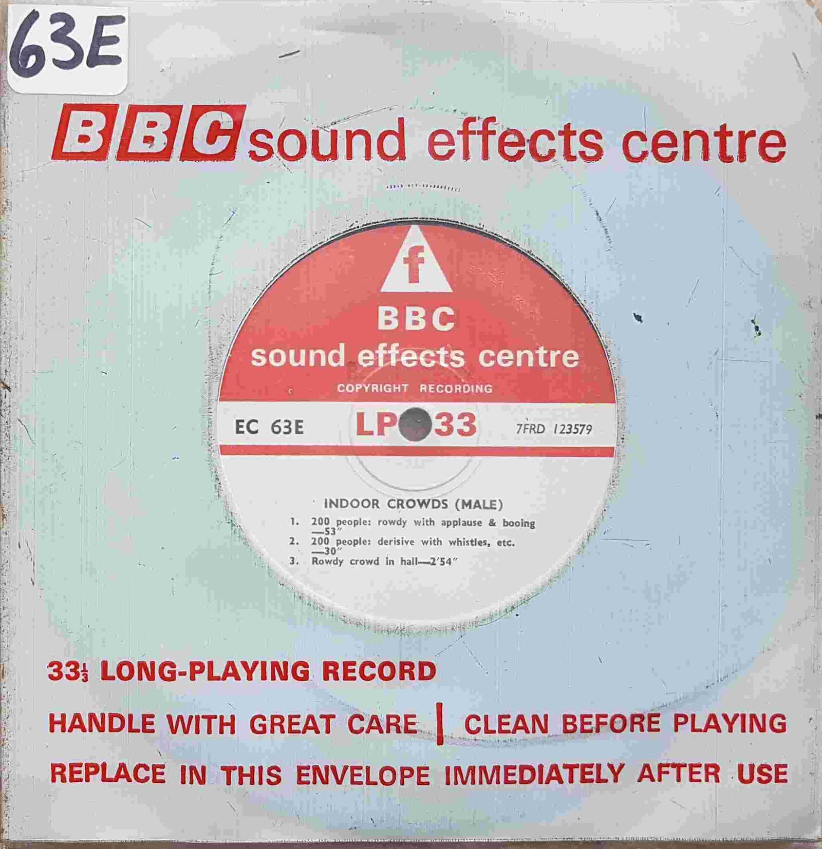 EC 63E Indoor crowds (Male) Not registered from the BBC singles - Records and Tapes library Picture of EC 63E Indoor crowds (Male) by artist Not registered from the BBC singles - Records and Tapes library