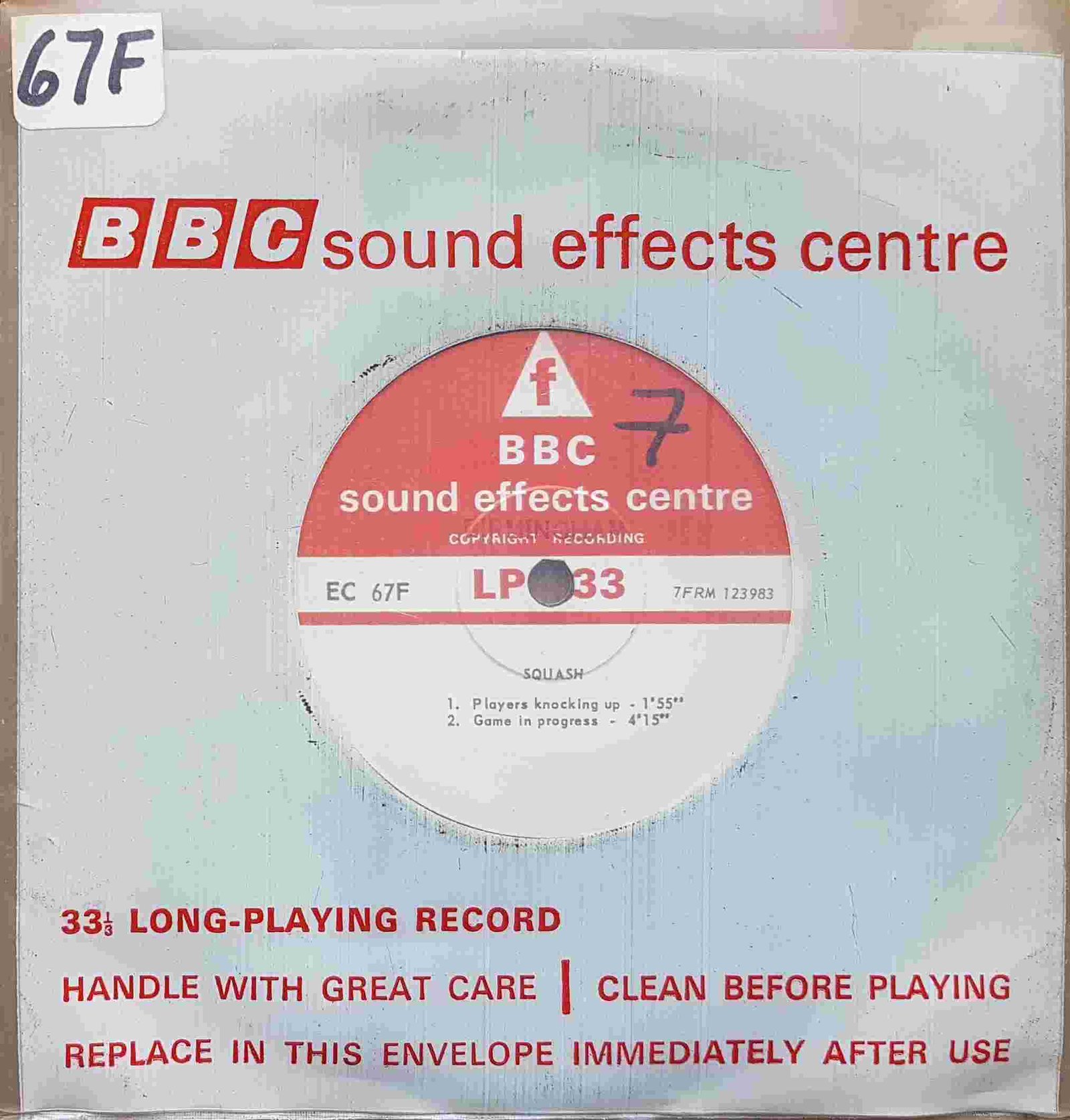 EC 67F Squash / Fencing Not registered from the BBC singles - Records and Tapes library Picture of EC 67F Squash / Fencing by artist Not registered from the BBC singles - Records and Tapes library