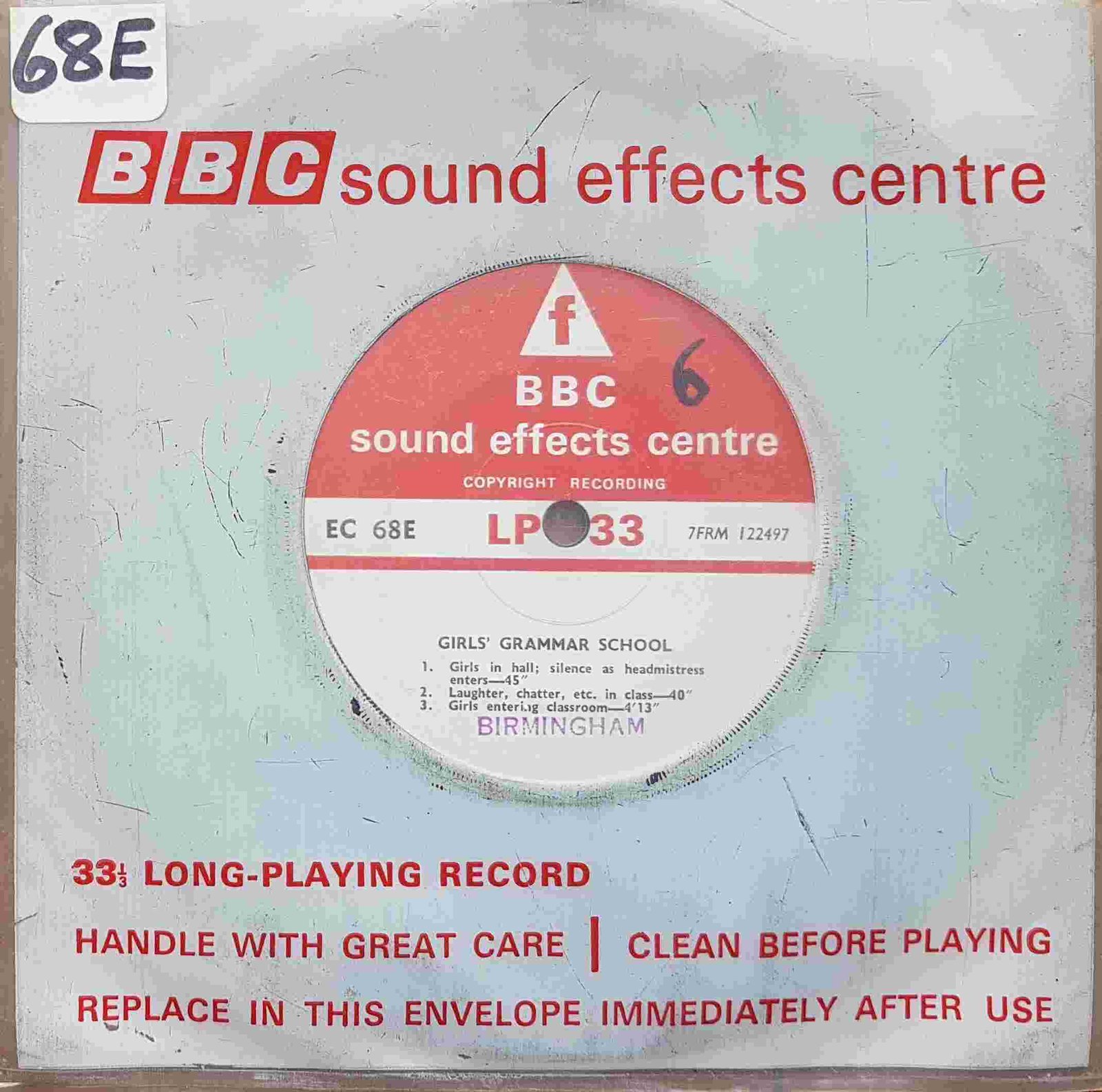 EC 68E Girls' grammar school Not registered from the BBC singles - Records and Tapes library Picture of EC 68E Girls' grammar school by artist Not registered from the BBC singles - Records and Tapes library