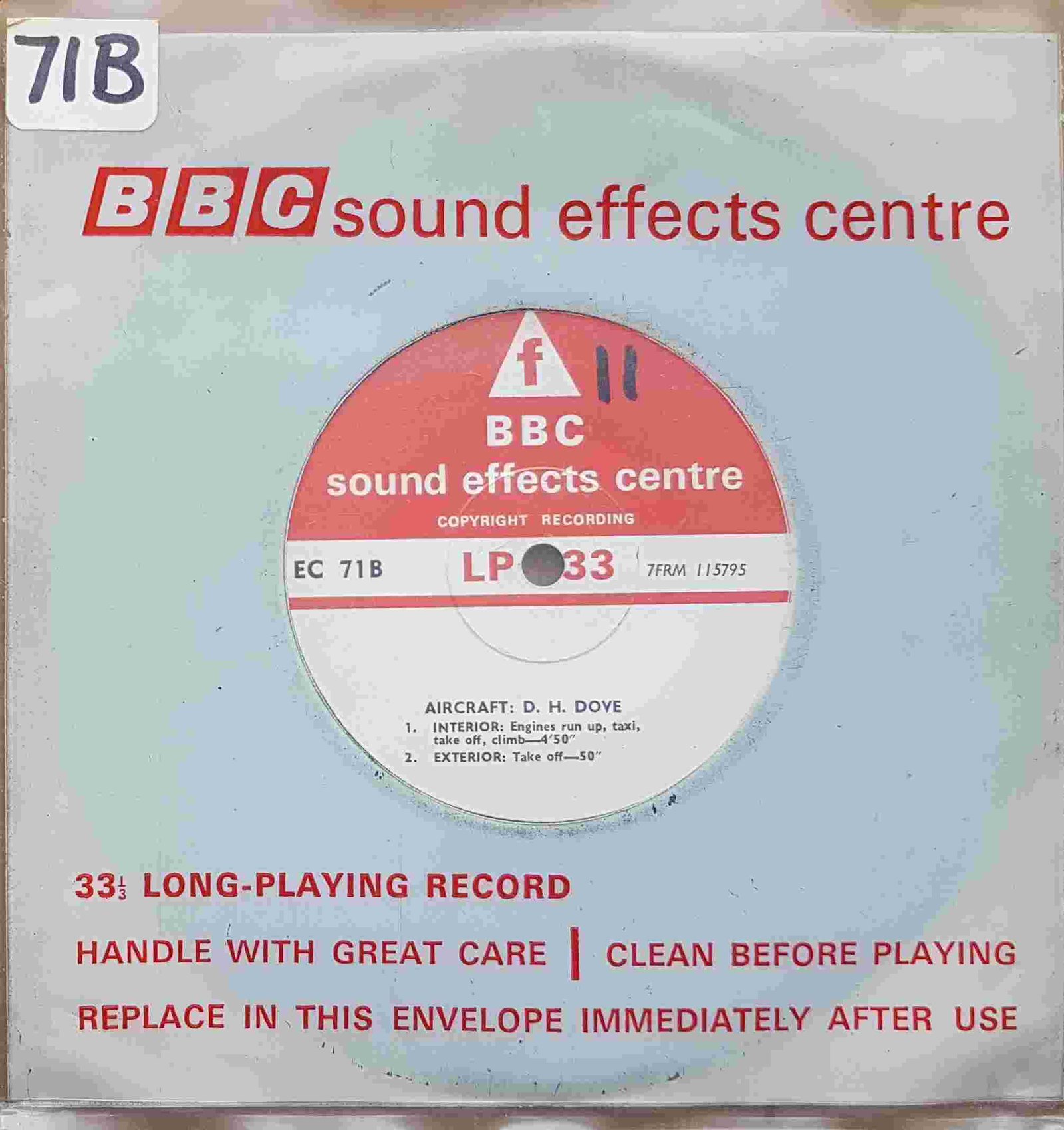 EC 71B Aircraft: D. H. Dove Not registered from the BBC singles - Records and Tapes library Picture of EC 71B Aircraft: D. H. Dove by artist Not registered from the BBC singles - Records and Tapes library