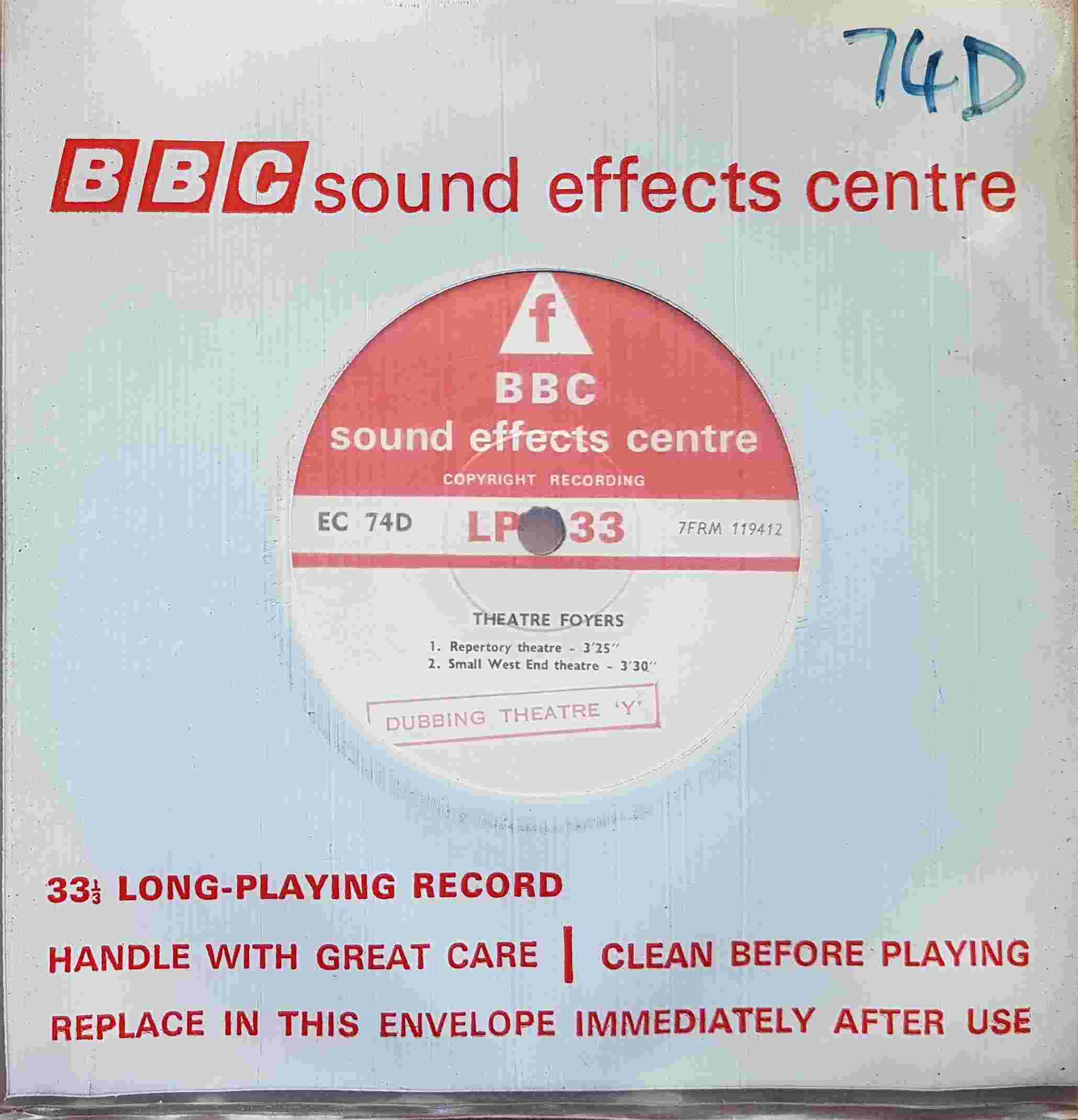 Picture of EC 74D Theatre foyers by artist Not registered from the BBC singles - Records and Tapes library