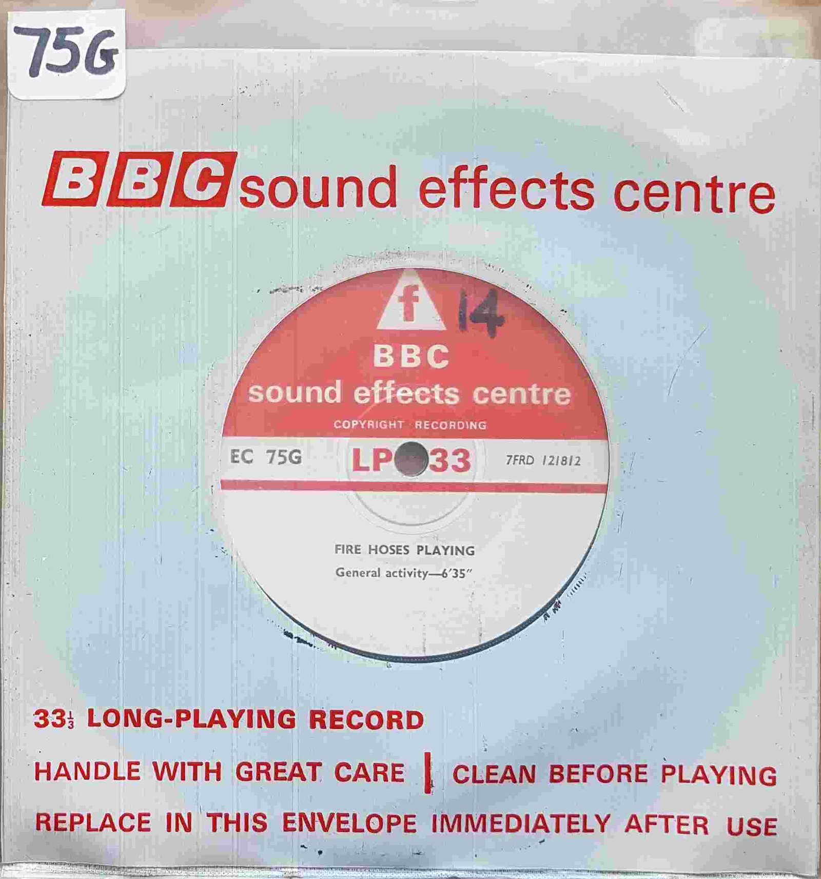 Picture of EC 75G Fire hoses playing / Factory of fire by artist Not registered from the BBC singles - Records and Tapes library