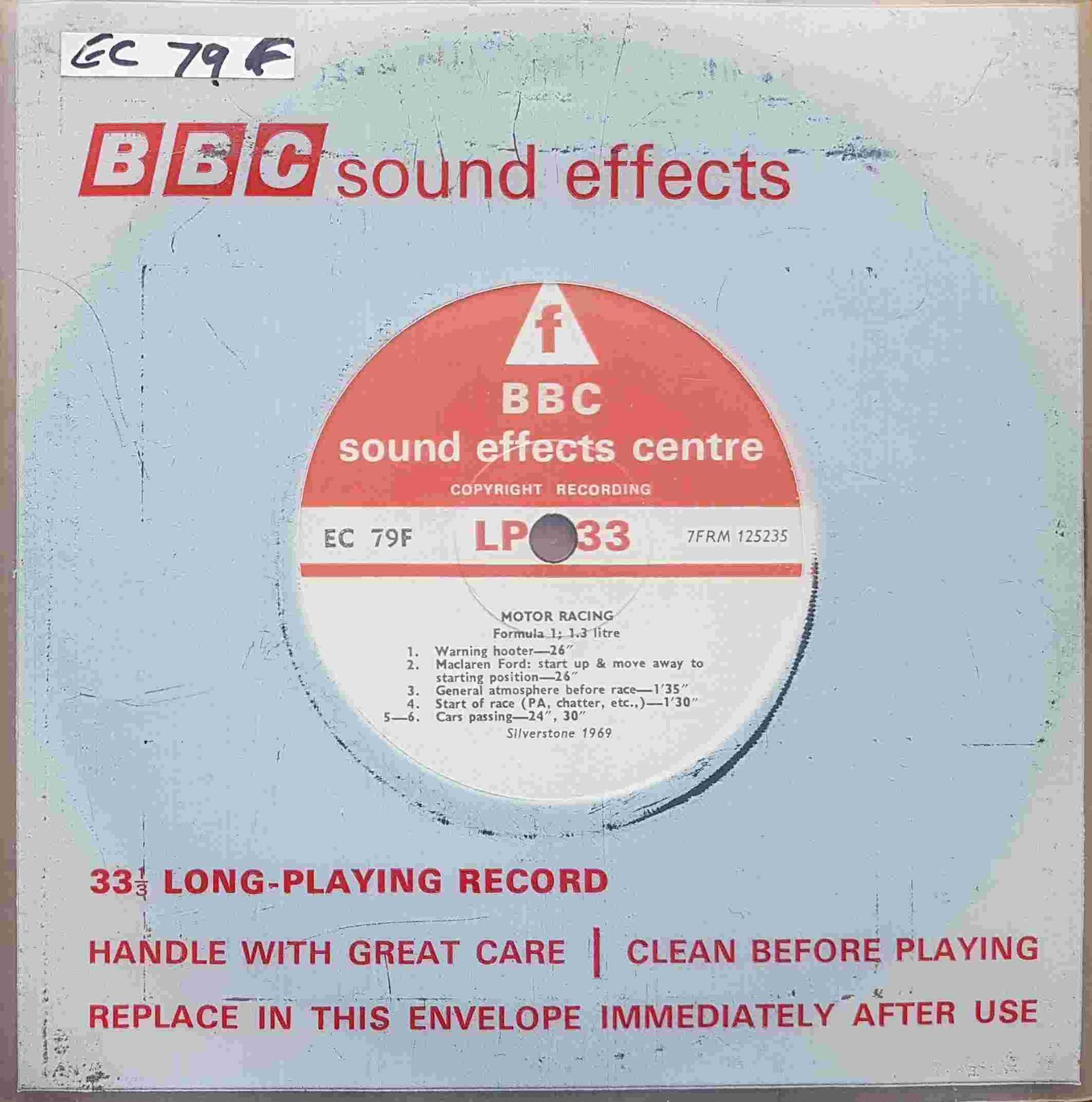 Picture of EC 79F Motor racing: Formula 1 - 1.3 litre (Silverstone) by artist Not registered from the BBC singles - Records and Tapes library
