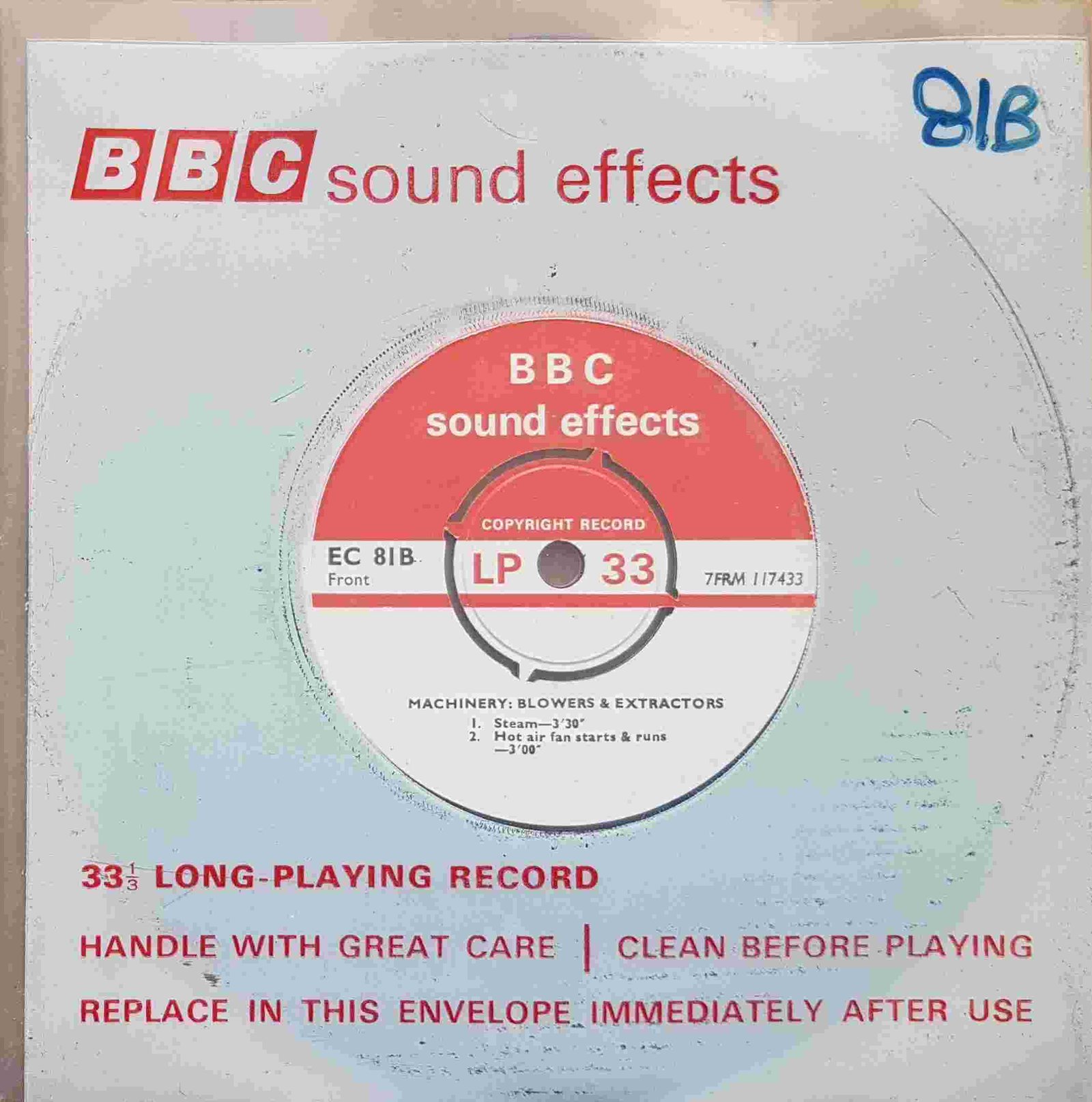 EC 81B Machinery: Blowers & extractors Not registered from the BBC singles - Records and Tapes library Picture of EC 81B Machinery: Blowers & extractors by artist Not registered from the BBC singles - Records and Tapes library