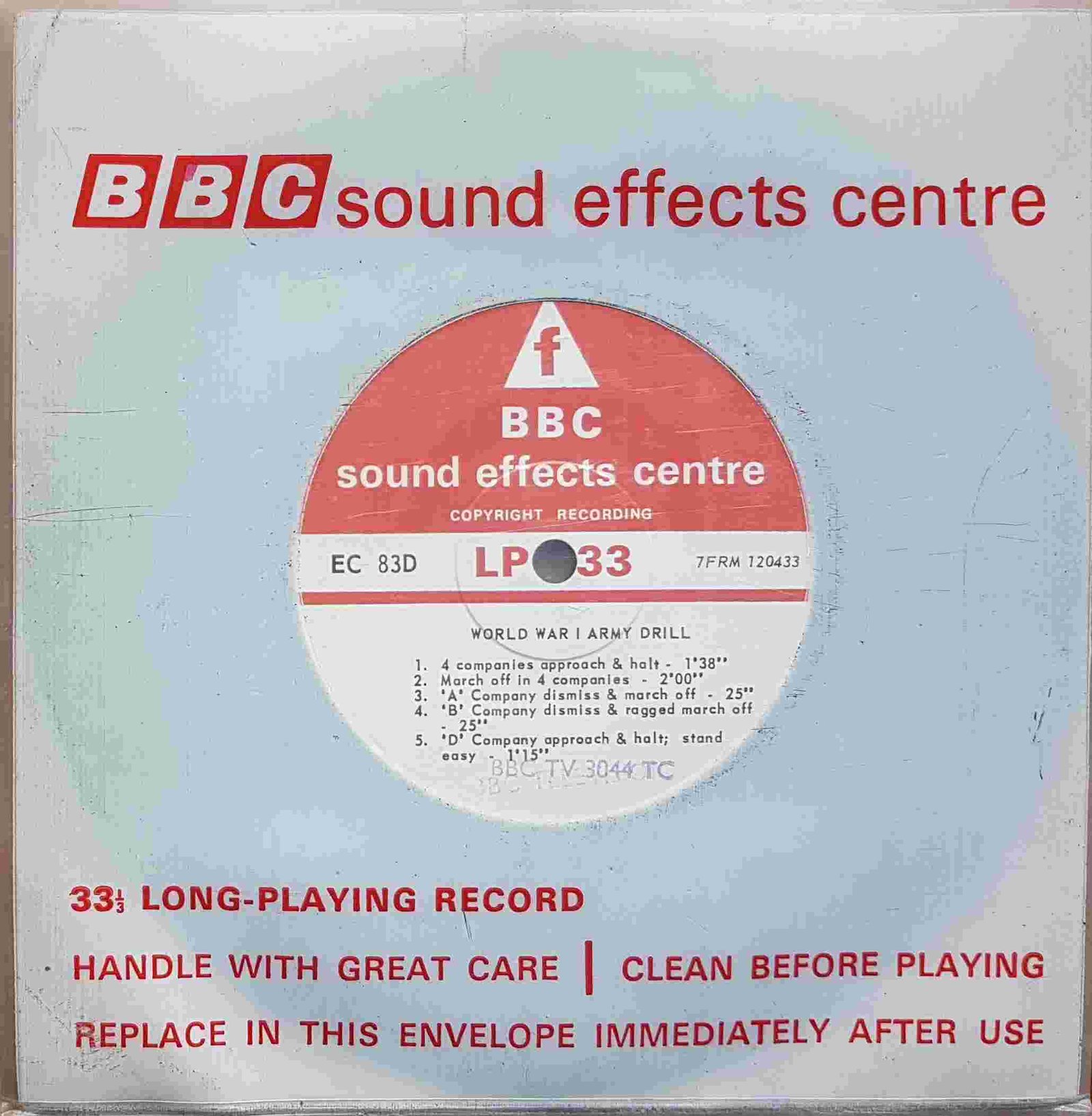 EC 83D World War I army drill Not registered from the BBC singles - Records and Tapes library Picture of EC 83D World War I army drill by artist Not registered from the BBC singles - Records and Tapes library