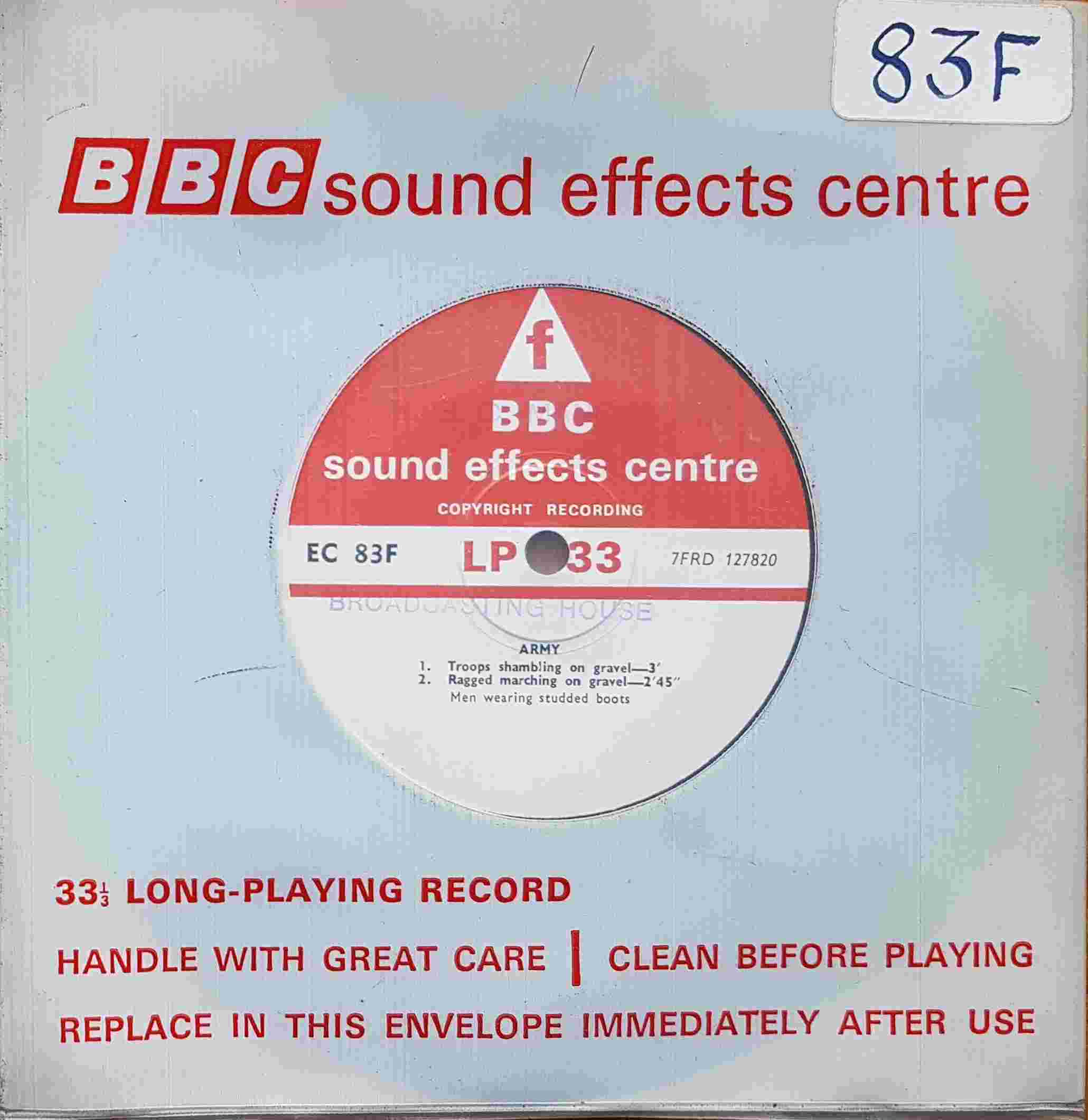 Picture of EC 83F Army (men wearing studded boots) by artist Not registered from the BBC singles - Records and Tapes library