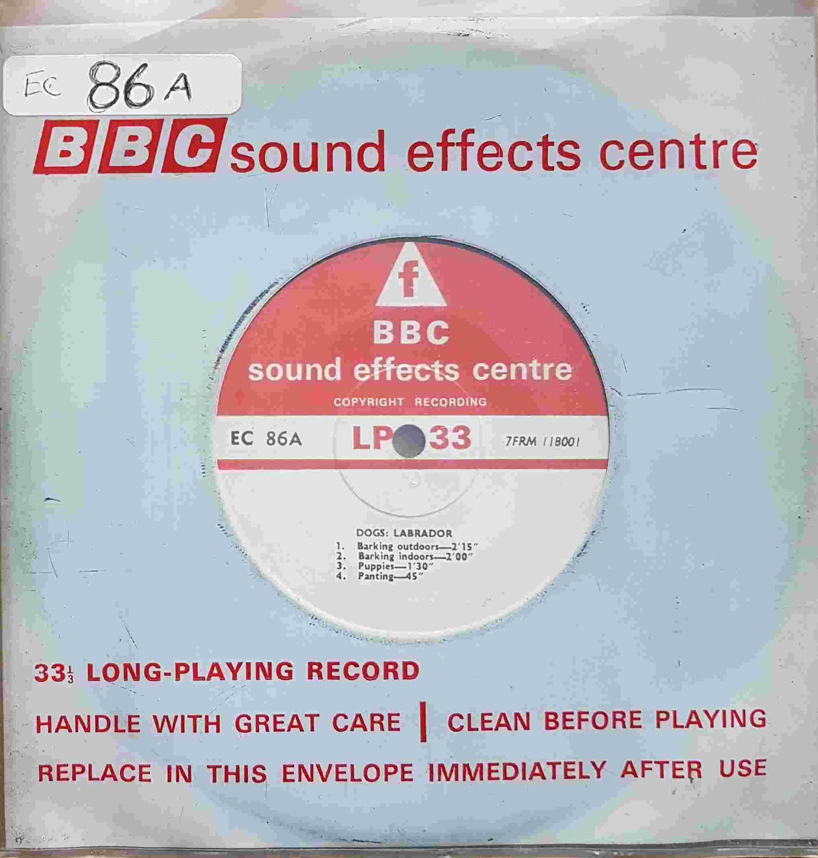 EC 86A Dogs Not registered from the BBC singles - Records and Tapes library Picture of EC 86A Dogs by artist Not registered from the BBC singles - Records and Tapes library
