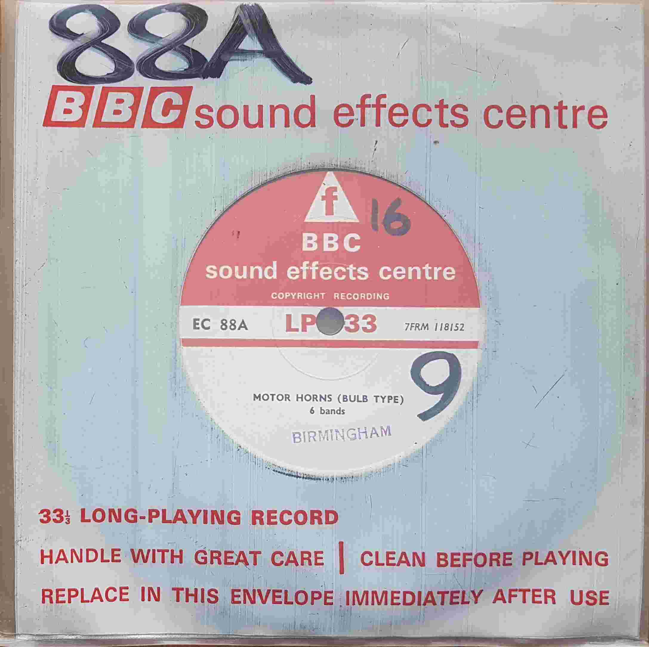 Picture of EC 88A Motor horns by artist Not registered from the BBC singles - Records and Tapes library