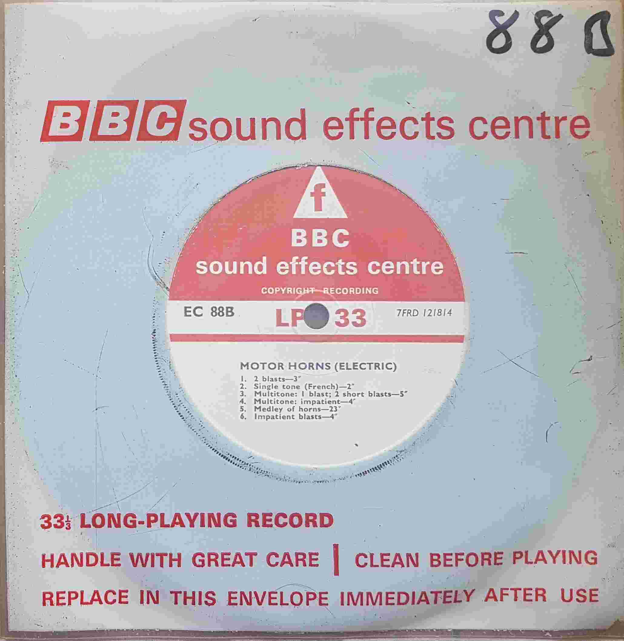 Picture of EC 88B Motor horns (Electric) by artist Not registered from the BBC singles - Records and Tapes library