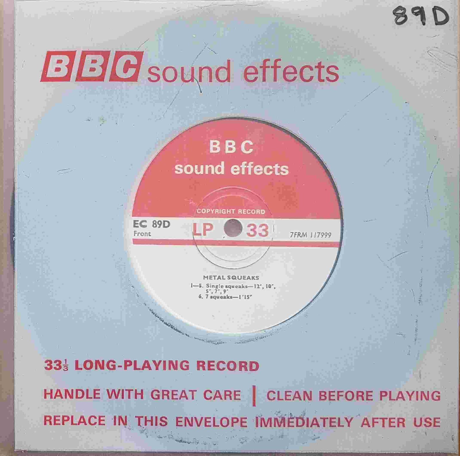 Picture of EC 89D Metal squeaks by artist Not registered from the BBC records and Tapes library