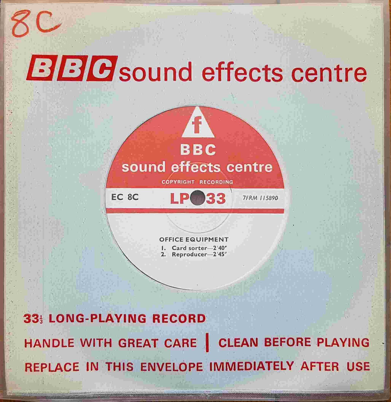 EC 8C Office equipment Not registered from the BBC singles - Records and Tapes library Picture of EC 8C Office equipment by artist Not registered from the BBC singles - Records and Tapes library
