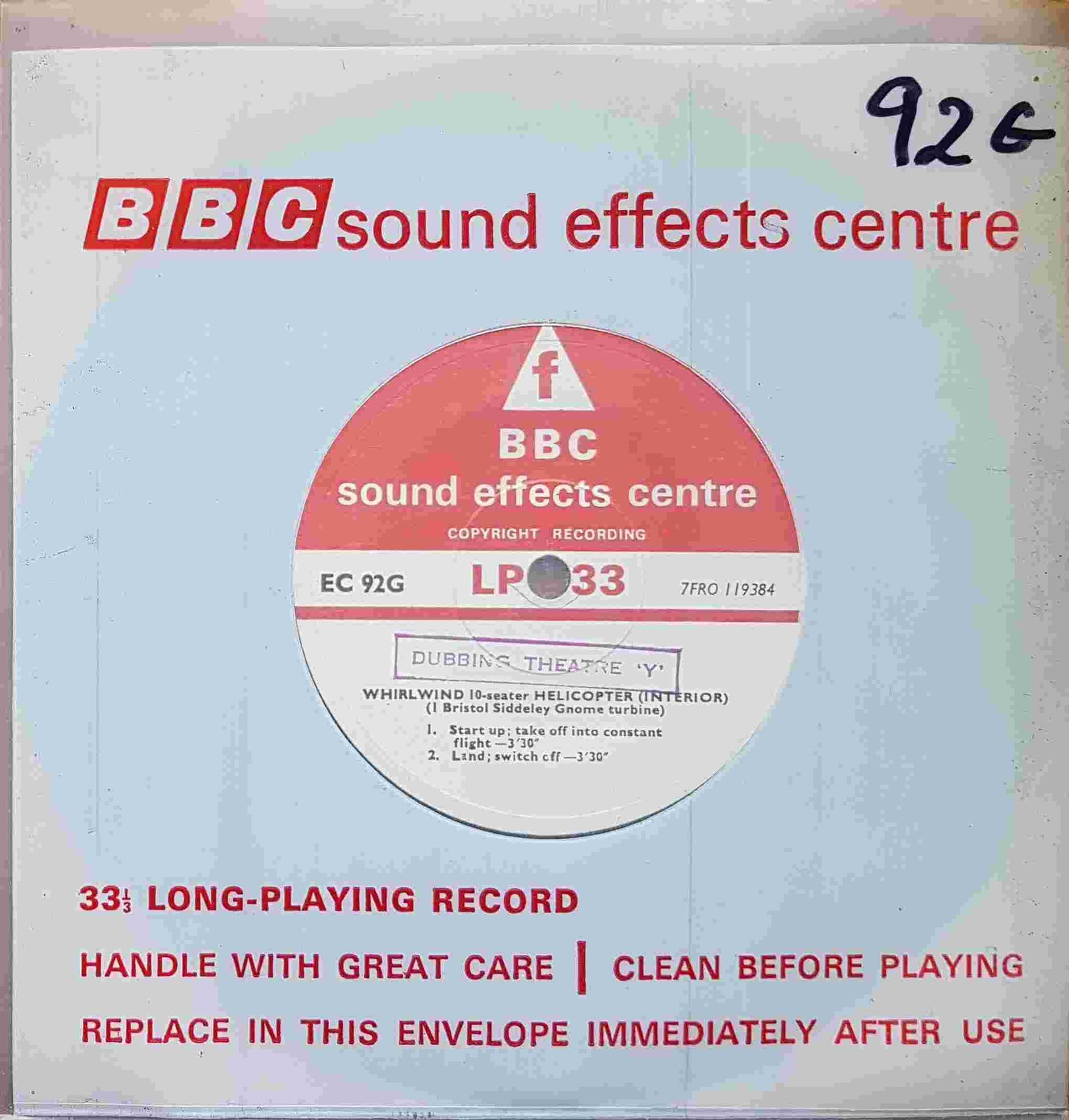 Picture of EC 92G Whirlwind 10-seater helicopter (Interior) (1 Bristol Siddeley Gnome turbine) by artist Not registered from the BBC singles - Records and Tapes library