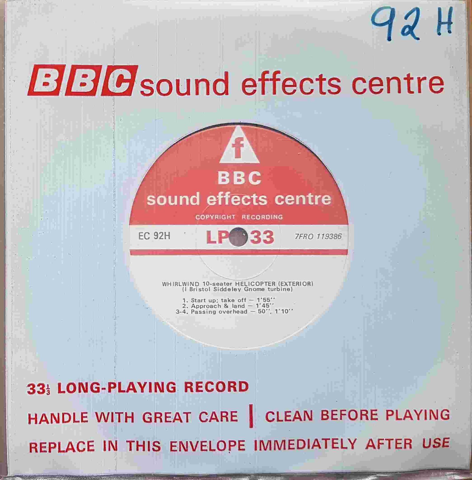 Picture of Whirlwind 10-seater helicopter (Exterior) (1 Bristol Siddeley Gnome turbine) by artist Not registered from the BBC singles - Records and Tapes library