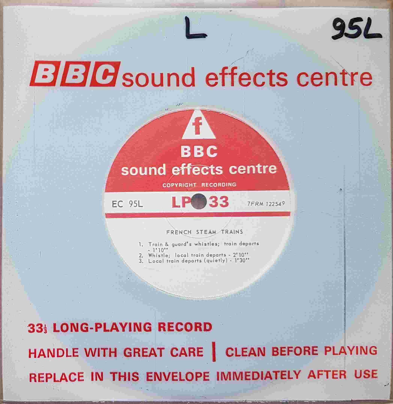 EC 95L French steam trains Not registered from the BBC singles - Records and Tapes library Picture of EC 95L French steam trains by artist Not registered from the BBC singles - Records and Tapes library