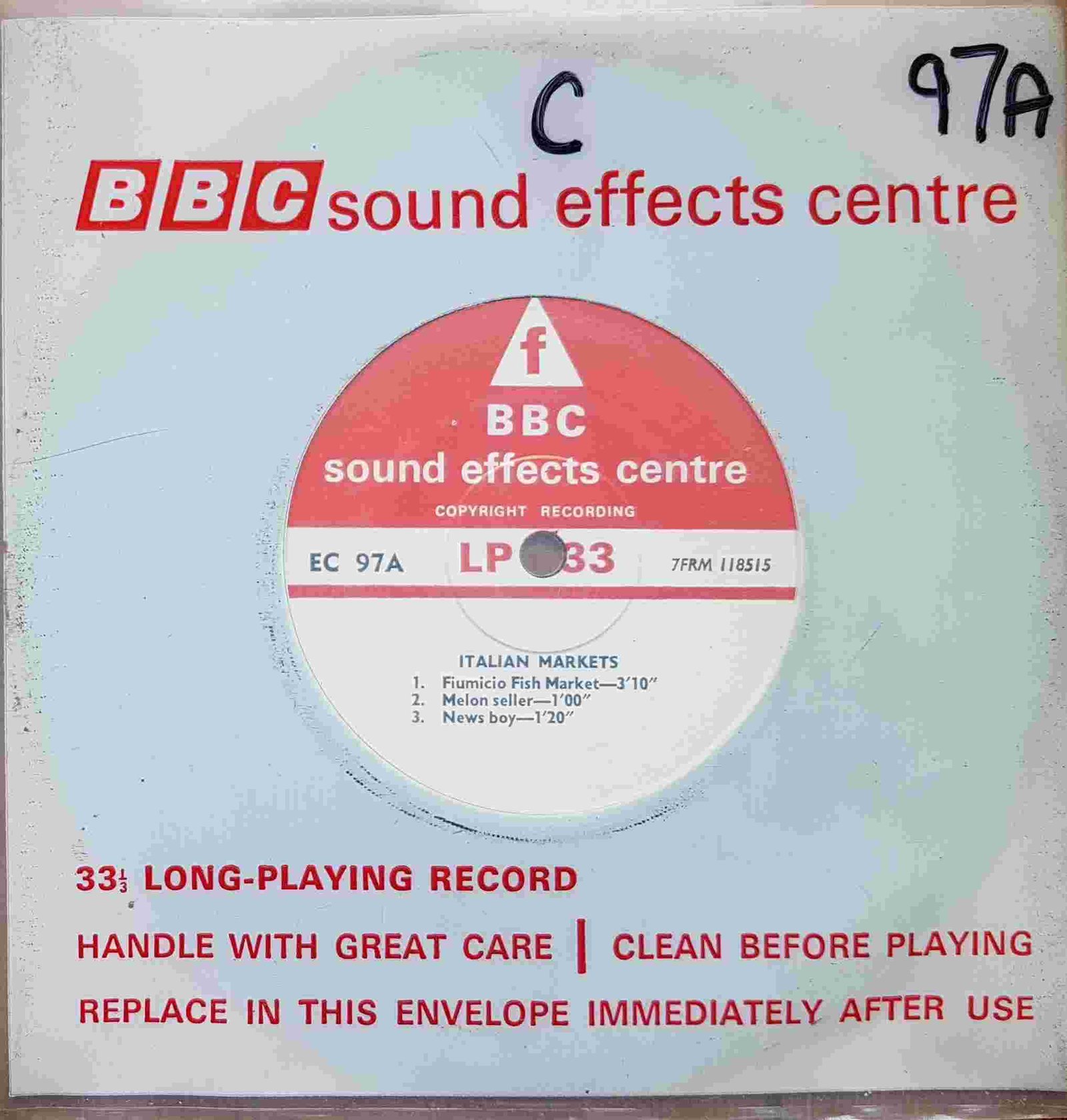 EC 97A Italian markets Not registered from the BBC singles - Records and Tapes library Picture of EC 97A Italian markets by artist Not registered from the BBC singles - Records and Tapes library