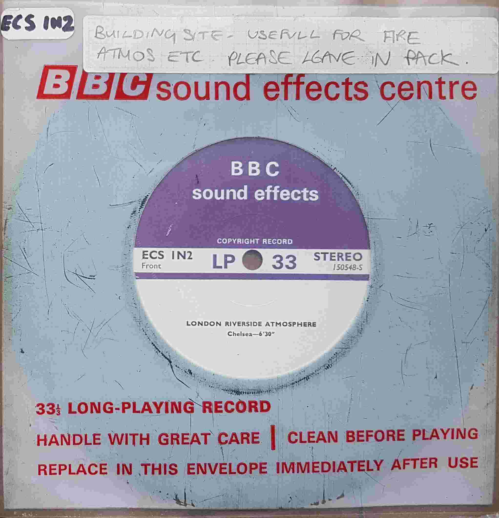 Picture of ECS 1N2 London Riverside atmosphere - Chelsea / Building site atmosphere by artist Not registered from the BBC records and Tapes library