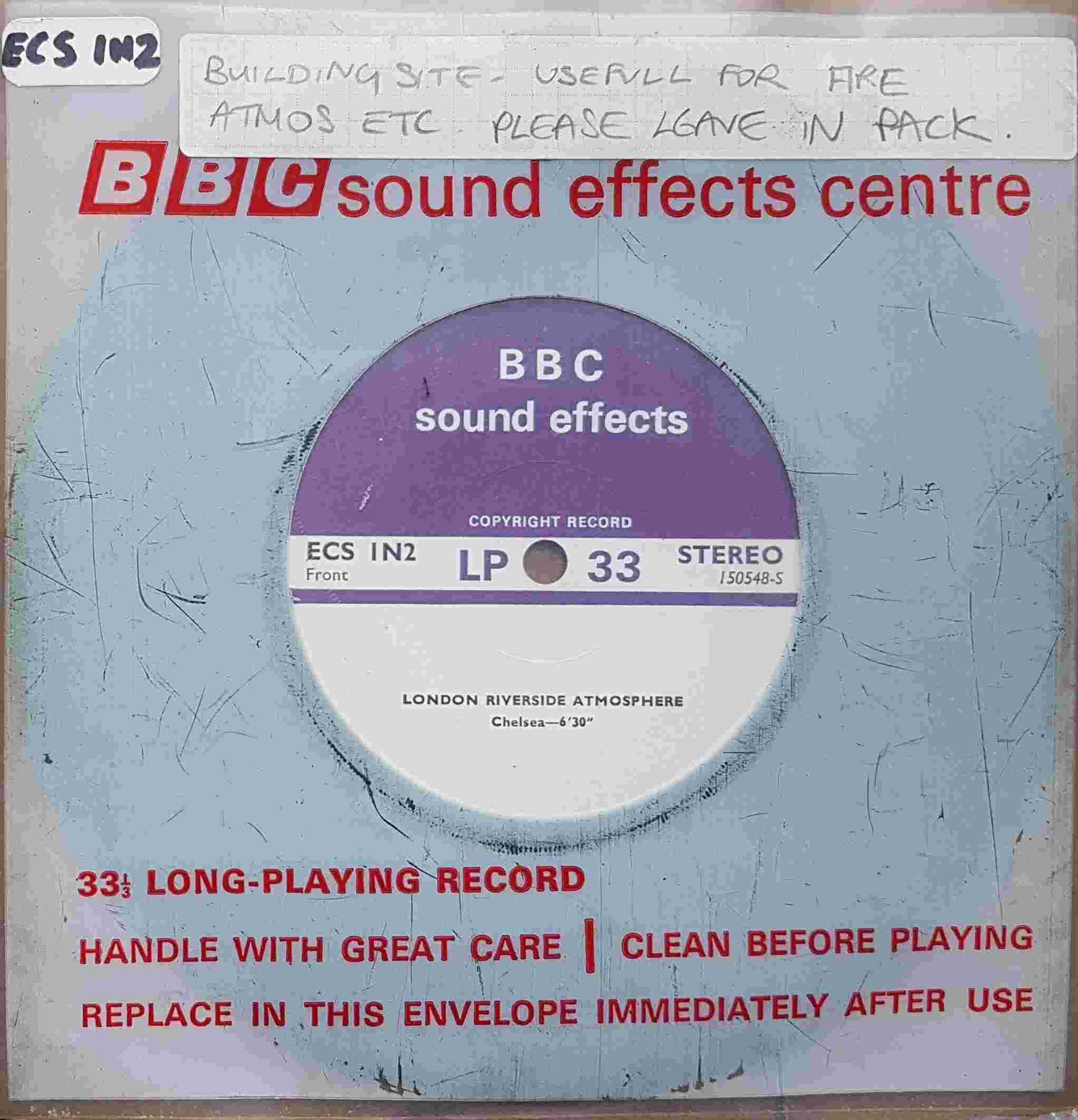 Picture of London Riverside atmosphere - Chelsea / Building site atmosphere by artist Not registered from the BBC singles - Records and Tapes library