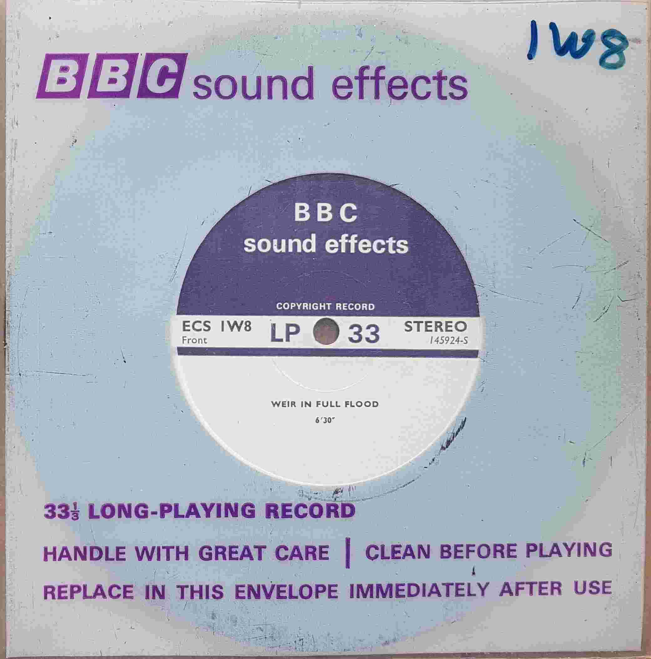 Picture of ECS 1W8 Weir in full flood / River rippling over stones by artist Not registered from the BBC singles - Records and Tapes library