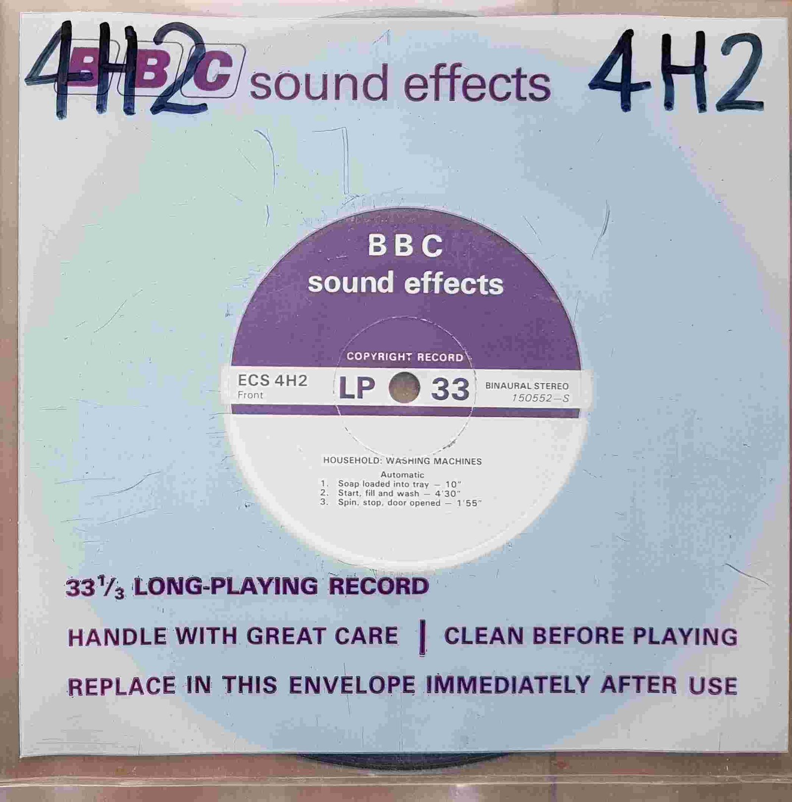 Picture of ECS 4H2 Household: Washing machines (Automatic and manual) by artist Not registered from the BBC records and Tapes library