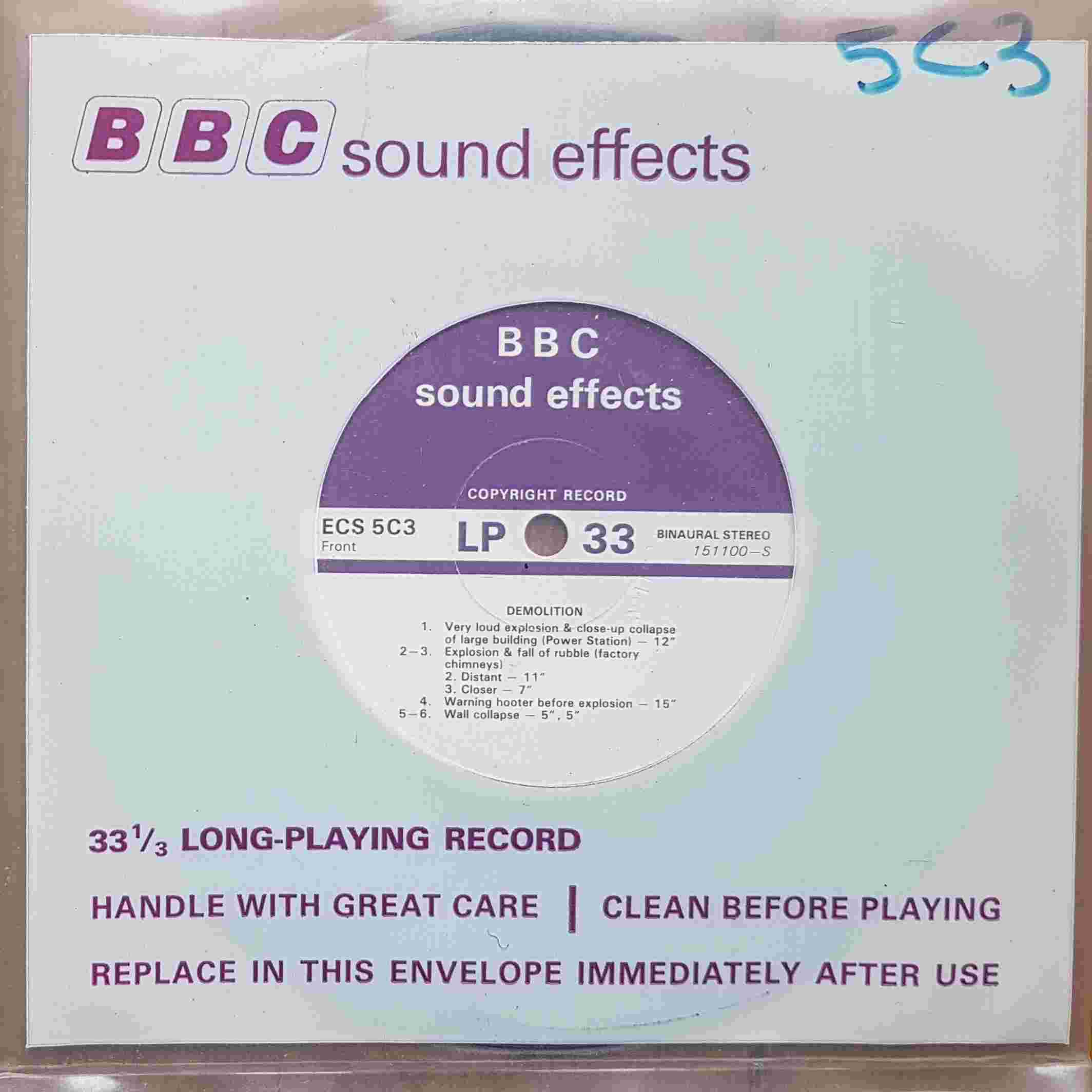 Picture of ECS 5C3 Demolition by artist Not registered from the BBC singles - Records and Tapes library