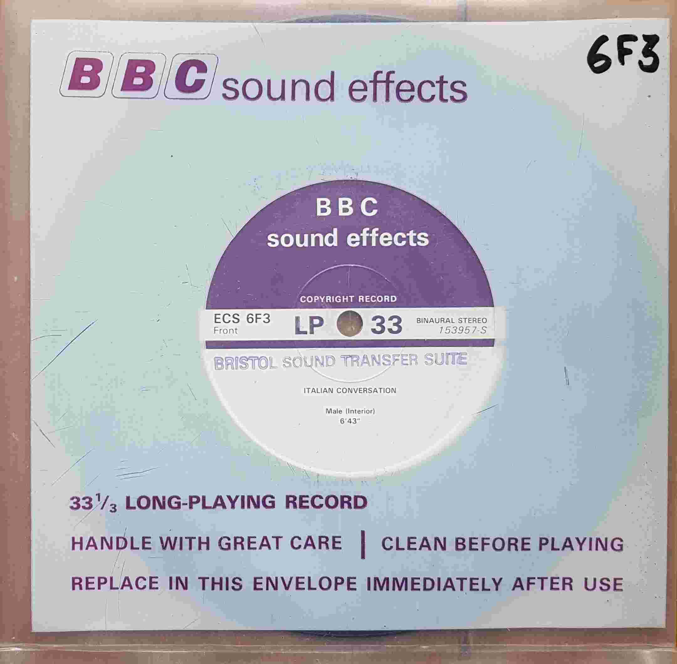 Picture of ECS 6F3 Italian conversation by artist Not registered from the BBC singles - Records and Tapes library
