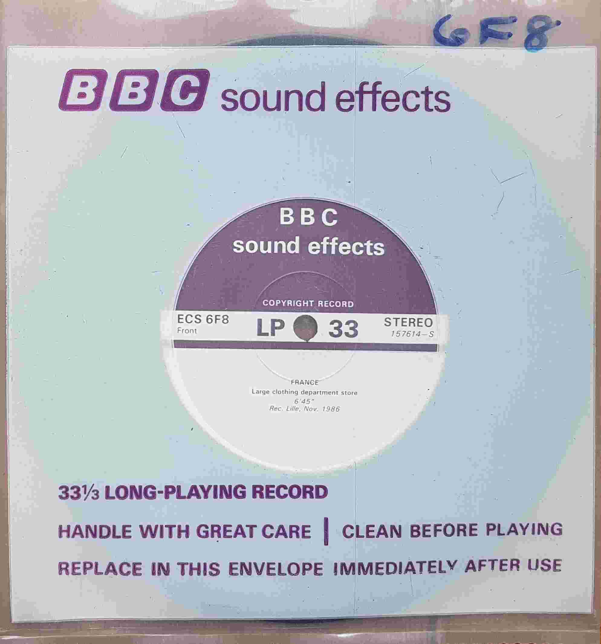 Picture of ECS 6F8 France by artist Not registered from the BBC singles - Records and Tapes library