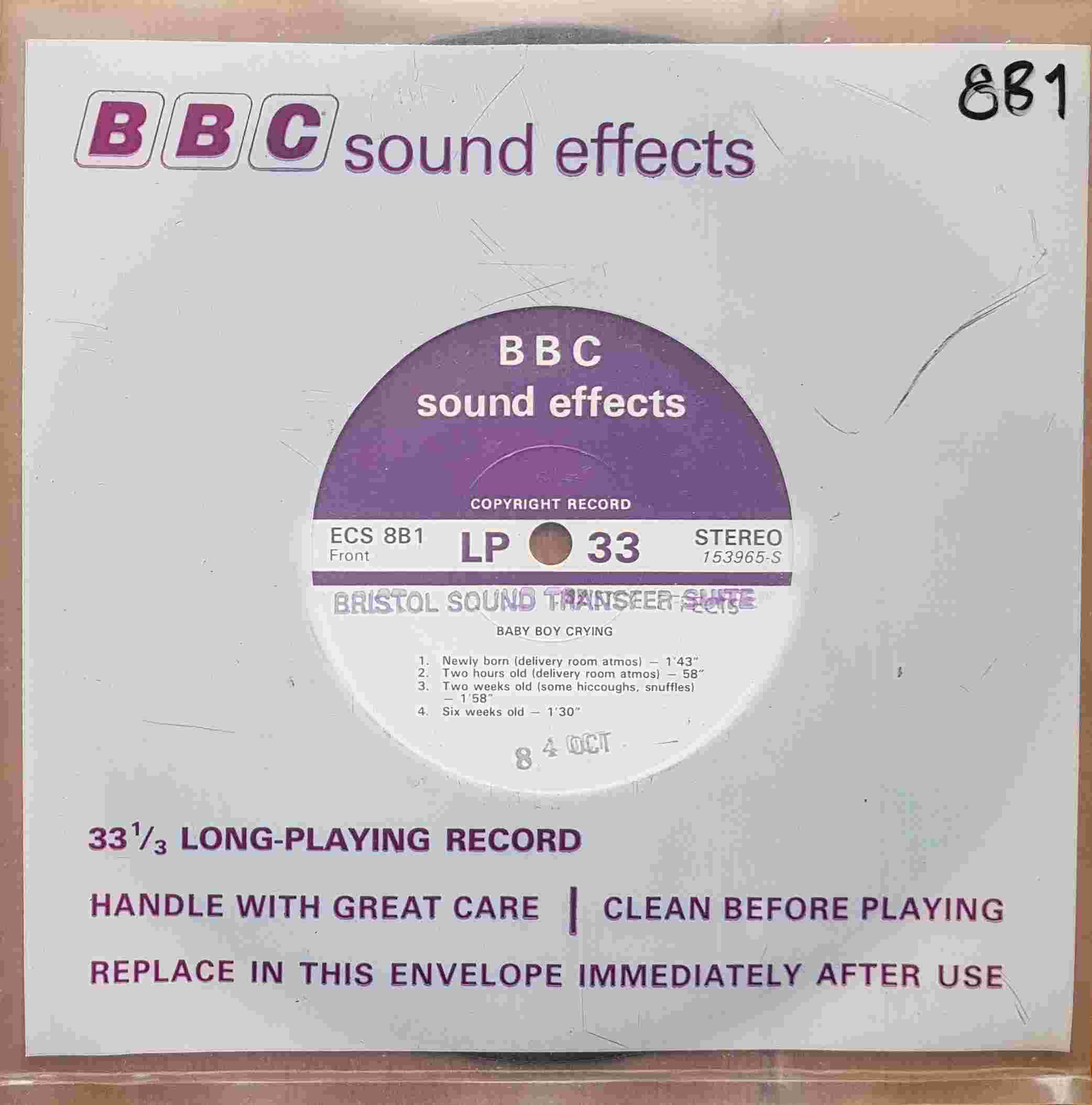 Picture of ECS 8B1 Baby boy crying by artist Not registered from the BBC singles - Records and Tapes library