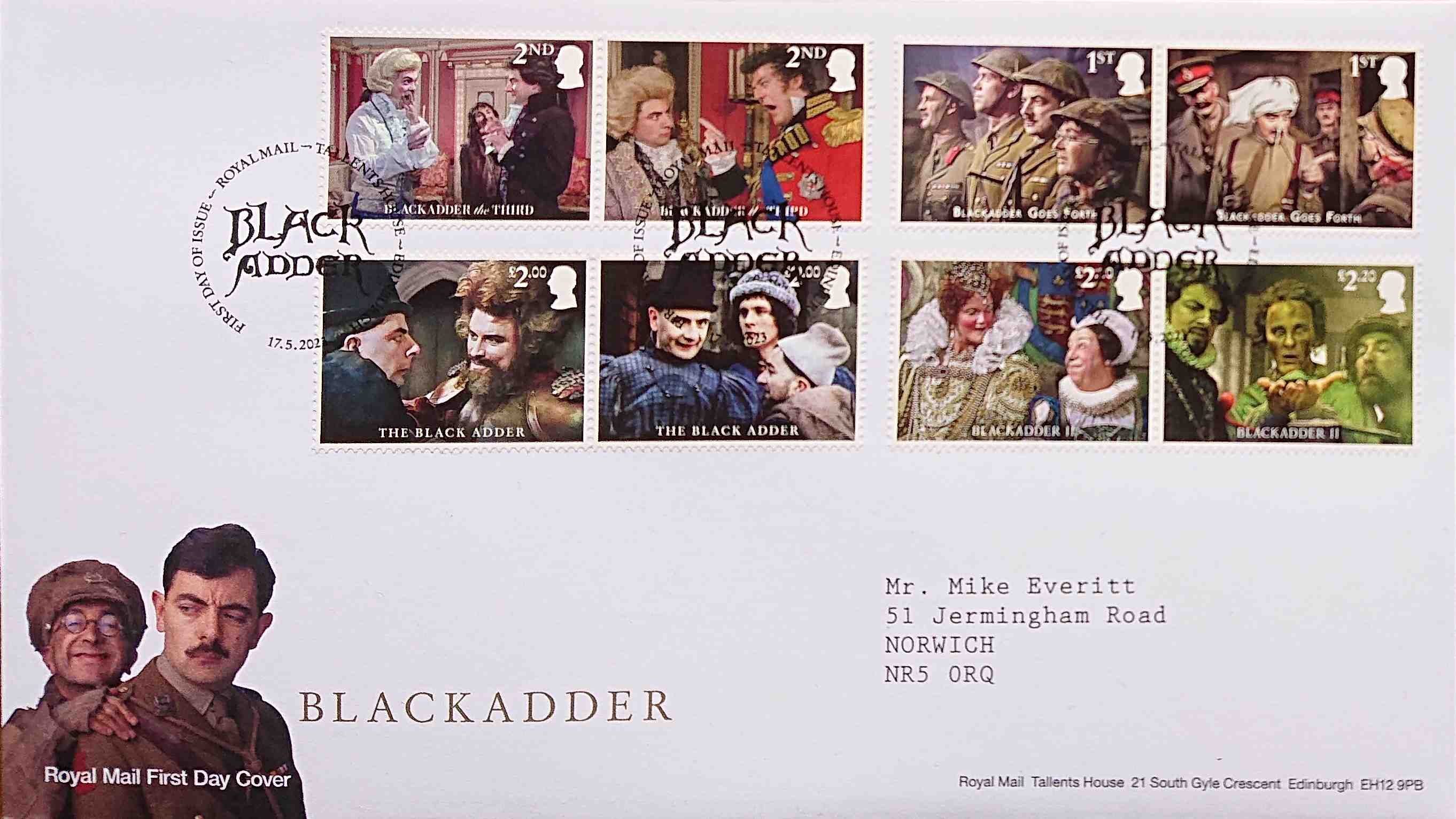 Picture of Black Adder - Royal Mail first day cover by artist Tom Huddleston from the BBC anything_else - Records and Tapes library