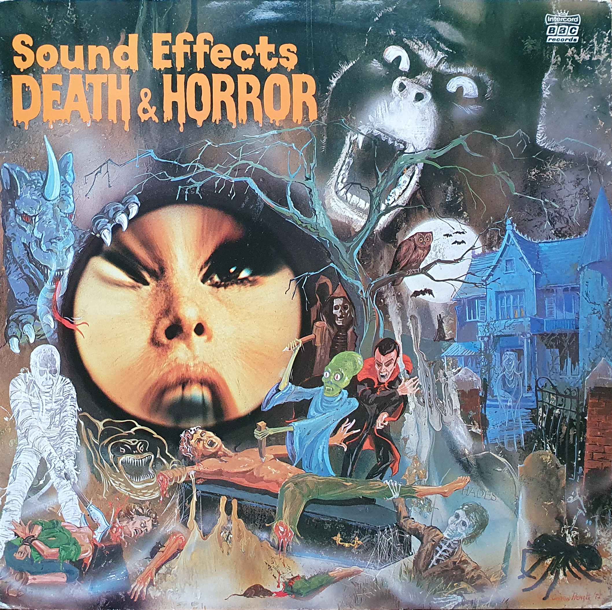 Picture of INT 128.001 Death and horror sound effects by artist Mike Harding from the BBC albums - Records and Tapes library