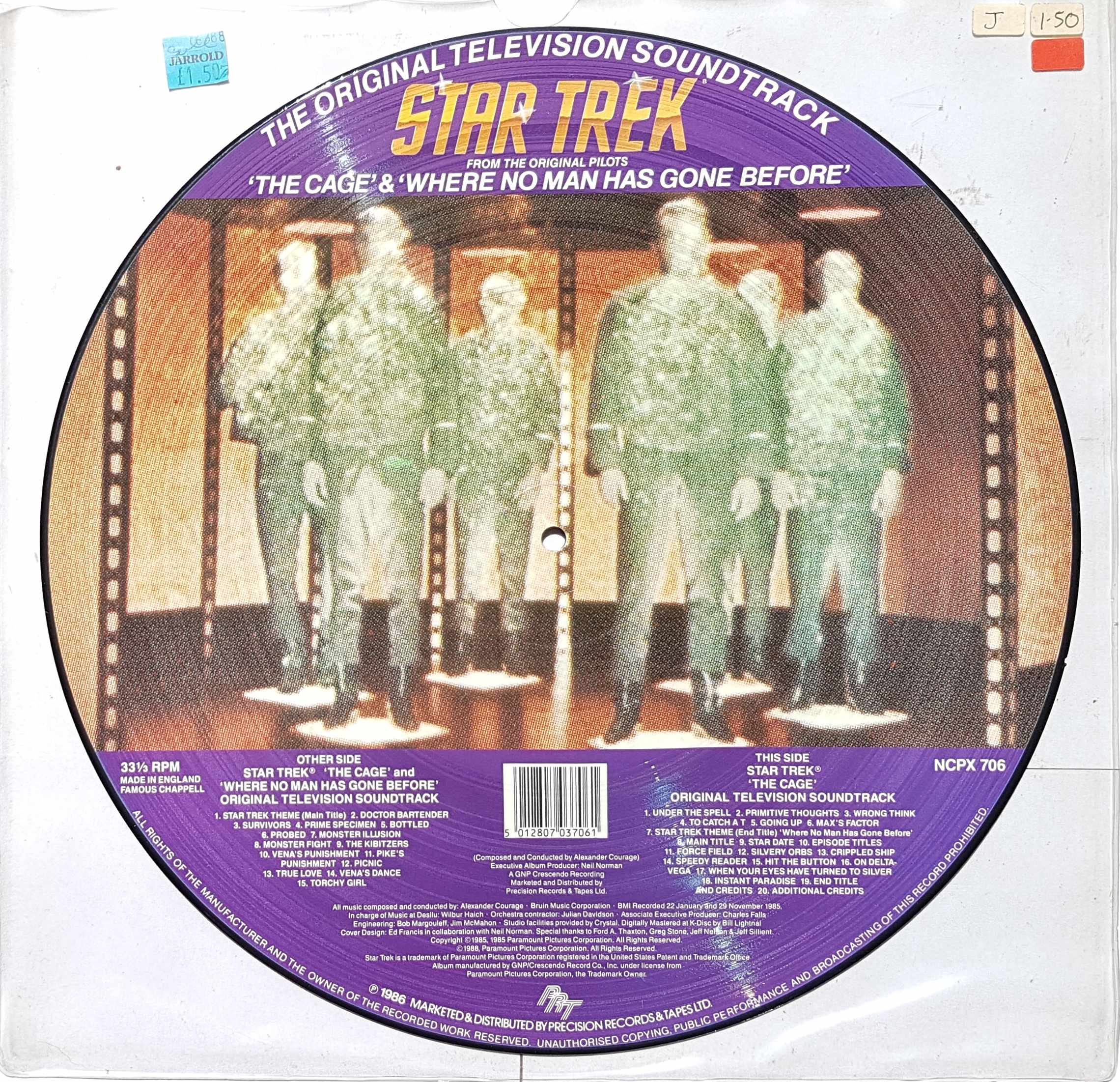 Picture of NCPX 706 Star trek - Picture disc by artist Alexander Courrage from the BBC albums - Records and Tapes library