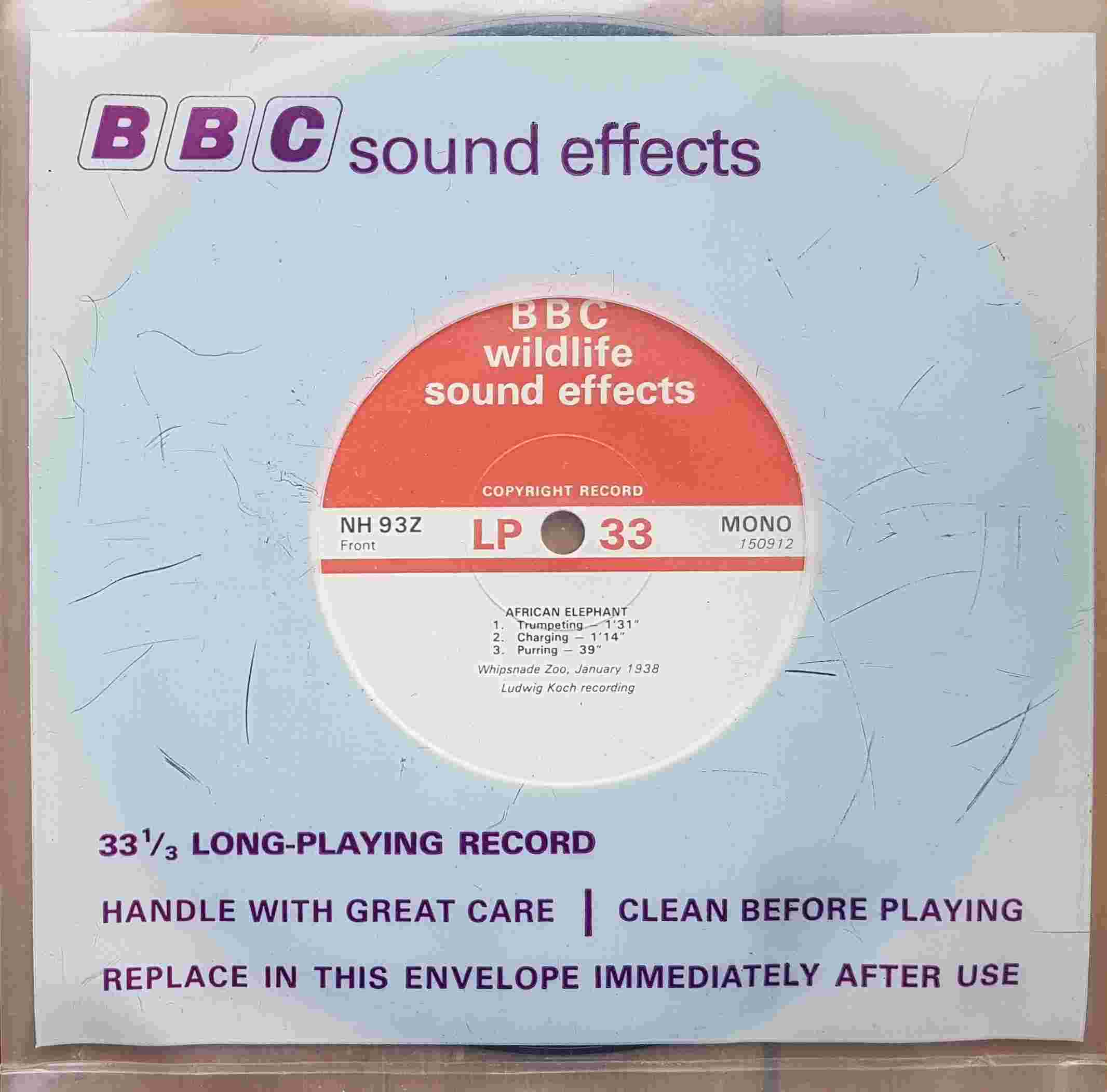 Picture of NH 93Z American elephant / Chimpanzee / Concolor Gibbon / Agile Gibbon by artist Not registered from the BBC singles - Records and Tapes library