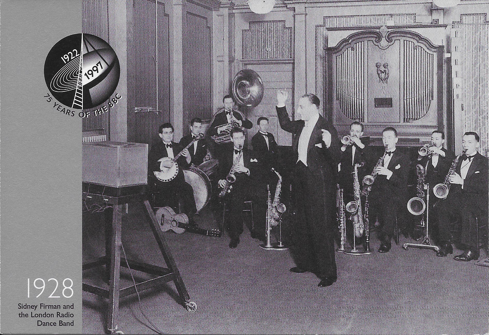 Picture of PC-BBC75-1928 75 years of the BBC - Sir Sidney Firman and the London Radio dance band by artist Unknown from the BBC postcards - Records and Tapes library