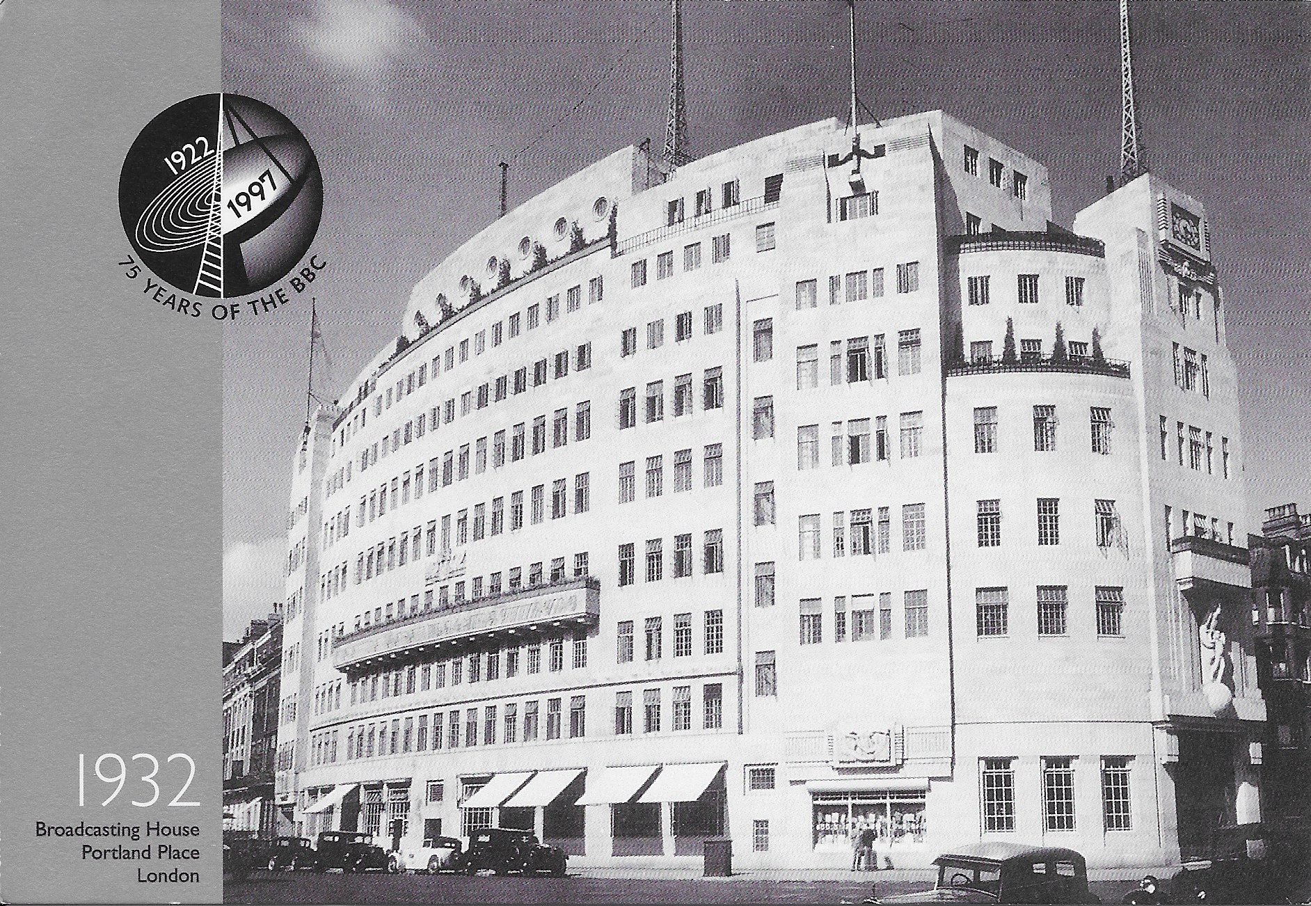 Picture of 75 years of the BBC - Broadcasting House by artist Unknown from the BBC postcards - Records and Tapes library