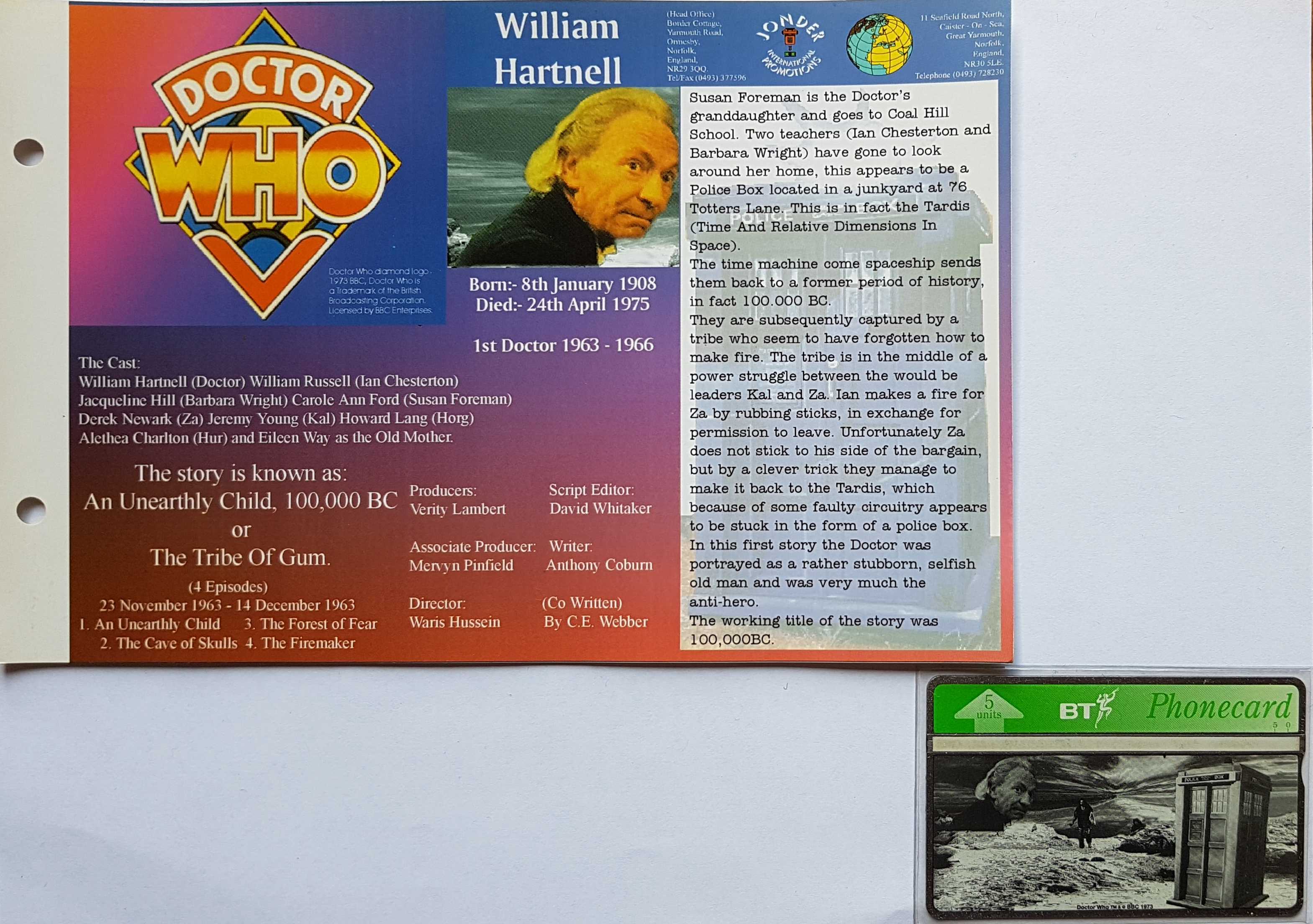 Picture of Doctor Who - An unearthly child - Phone card by artist  from the BBC anything_else - Records and Tapes library