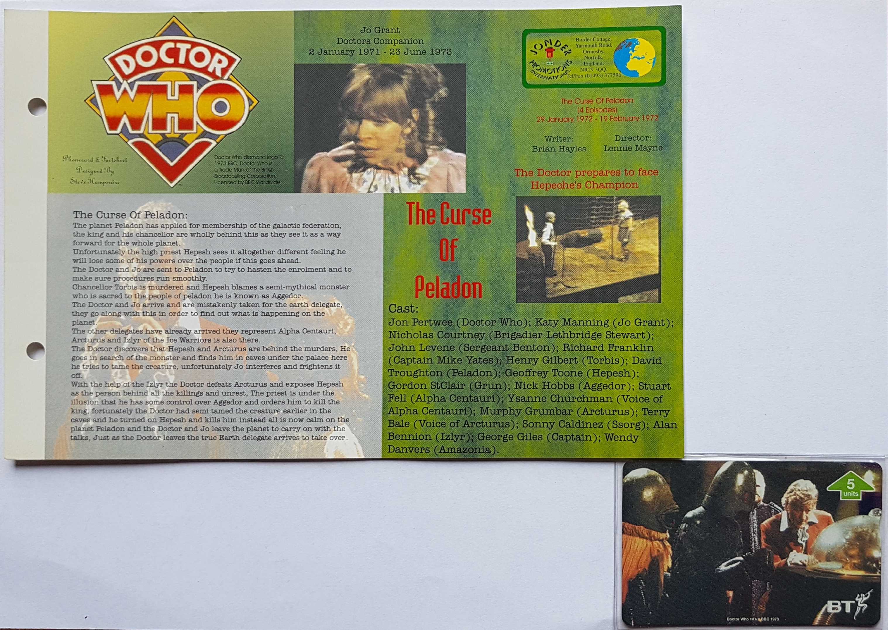 Picture of PC-BTG650 Doctor Who - The curse of Peladon - Phone card by artist  from the BBC records and Tapes library