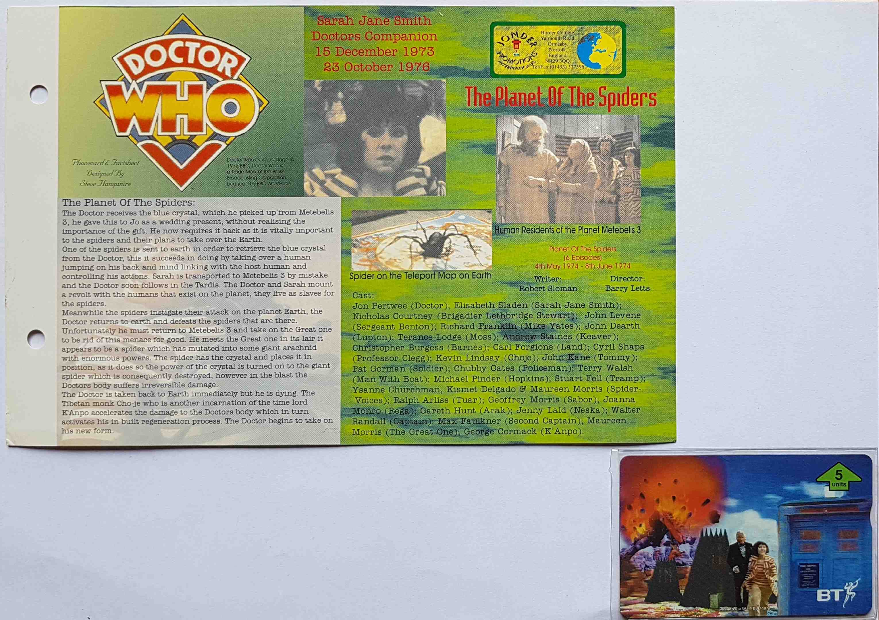 Picture of PC-BTG697 Doctor Who - The planet of the spiders - Phone card by artist  from the BBC records and Tapes library