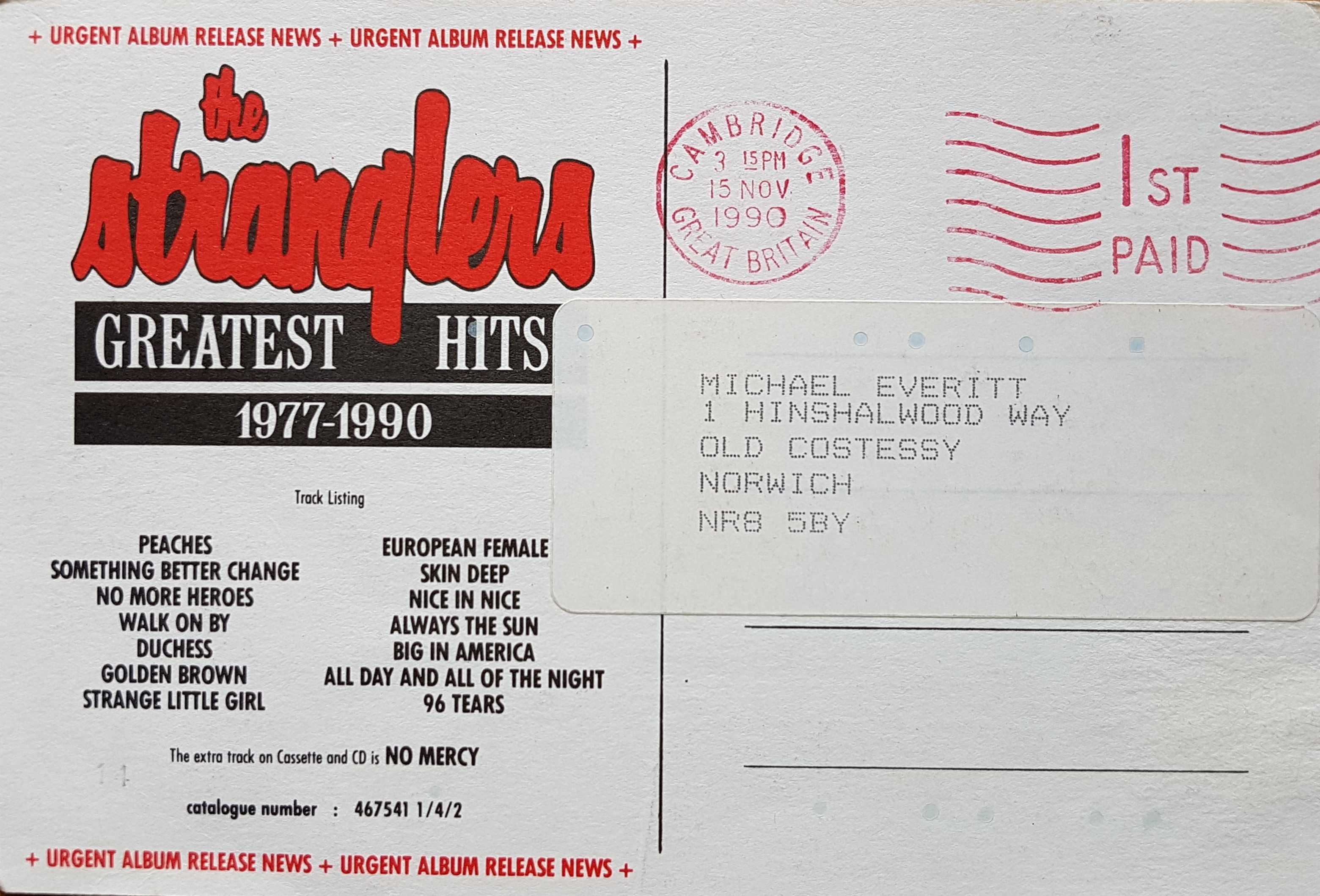 Picture of Greatest hits by artist The Stranglers  from The Stranglers postcards