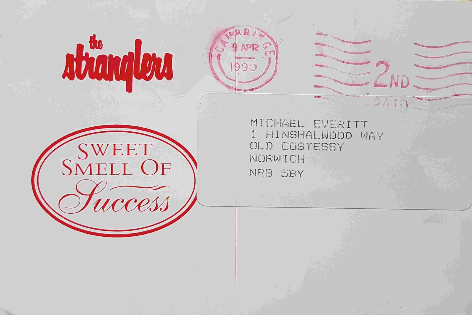 Picture of Sweet smell of success by artist The Stranglers  from The Stranglers postcards