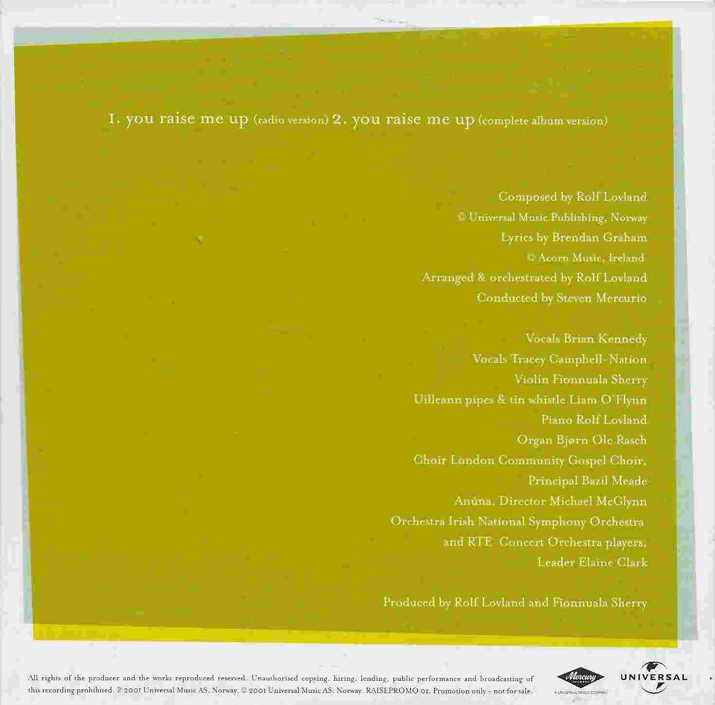 You Raise Me Up Promotional Cd You Raise Me Up Promotional Cd