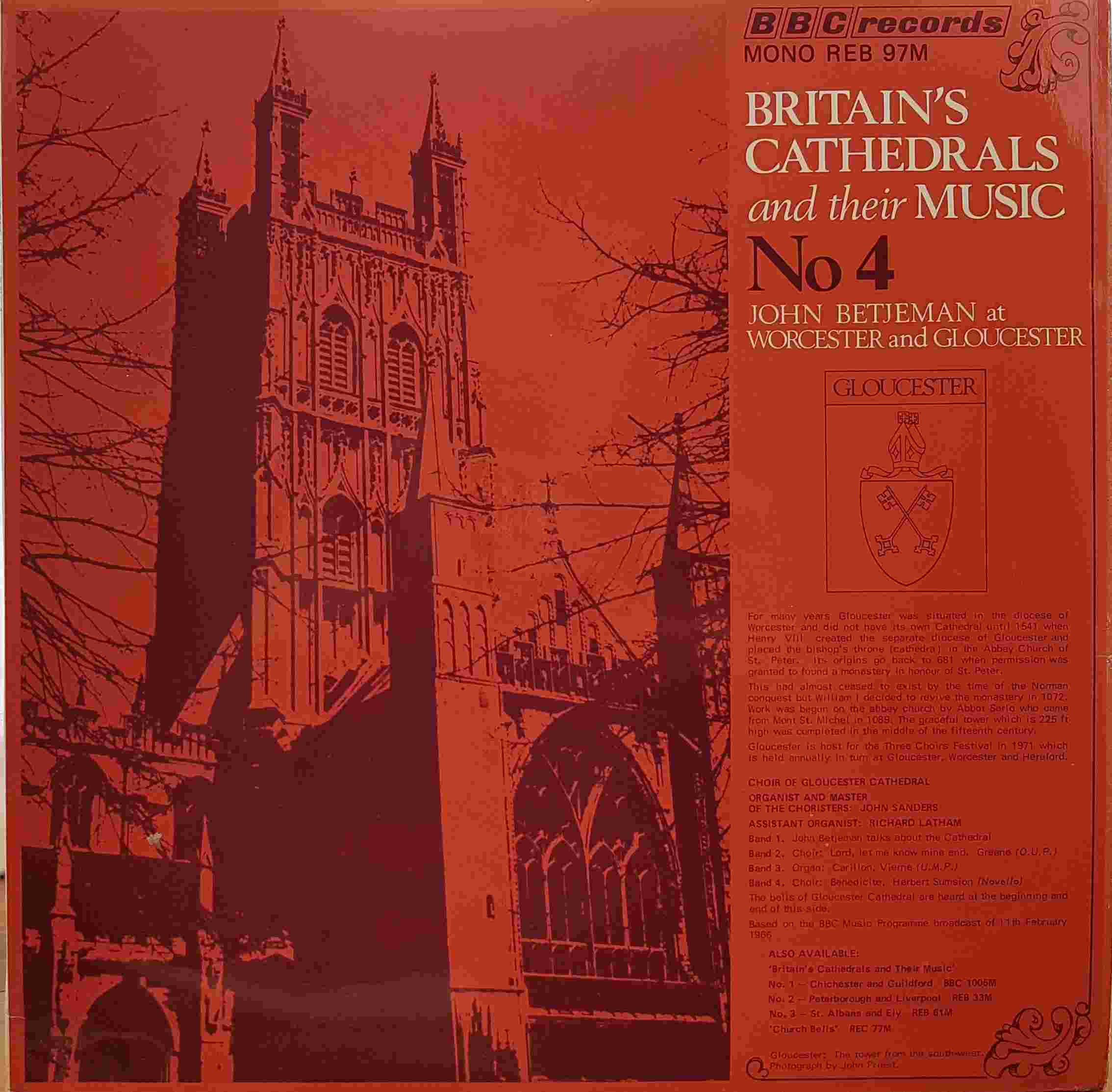 Picture of REB 97 Britain's cathedrals and their music no. 4 - Worcester / Gloucester by artist John Betjeman from the BBC albums - Records and Tapes library