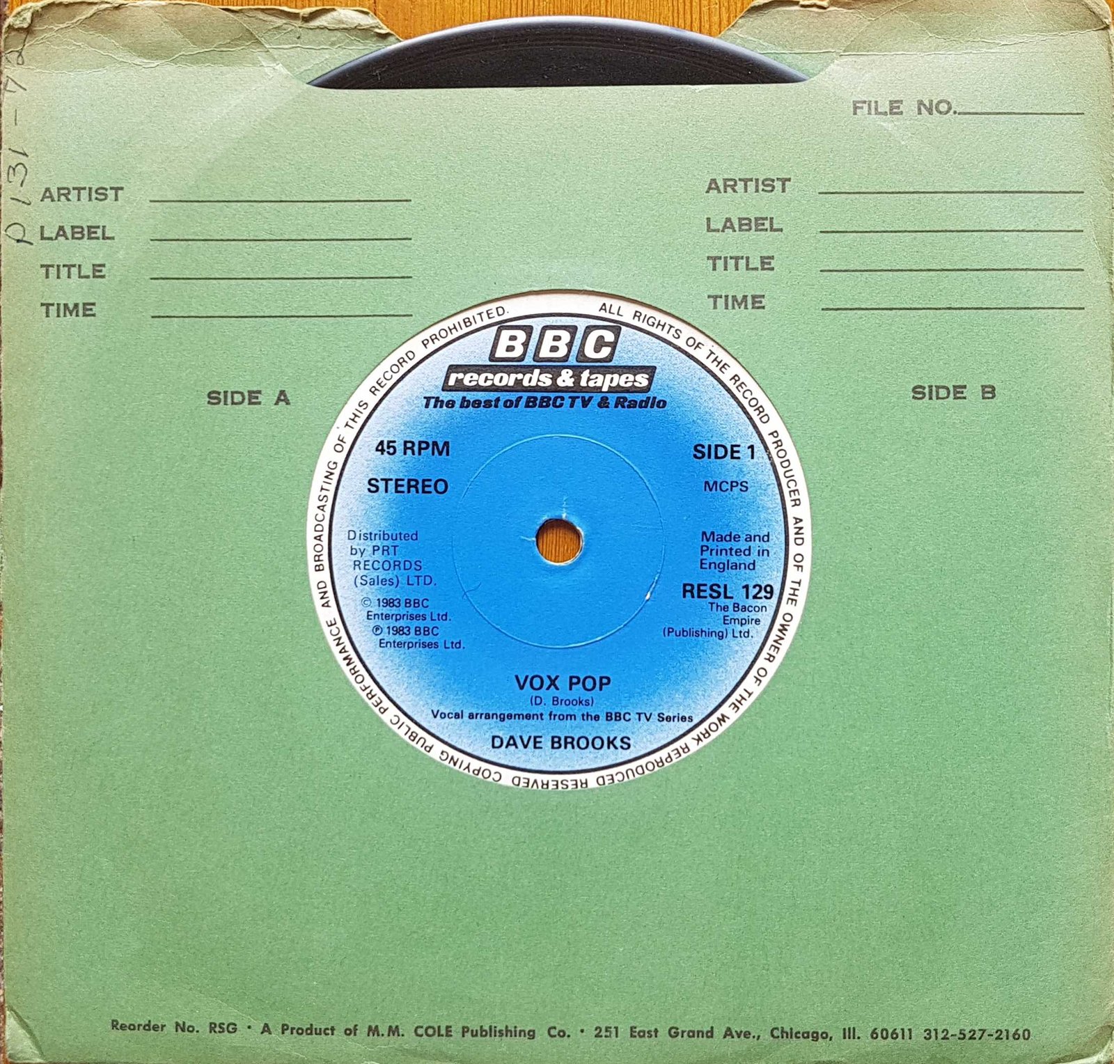 Picture of RESL 129 Vox pop by artist Dave Brooks from the BBC singles - Records and Tapes library