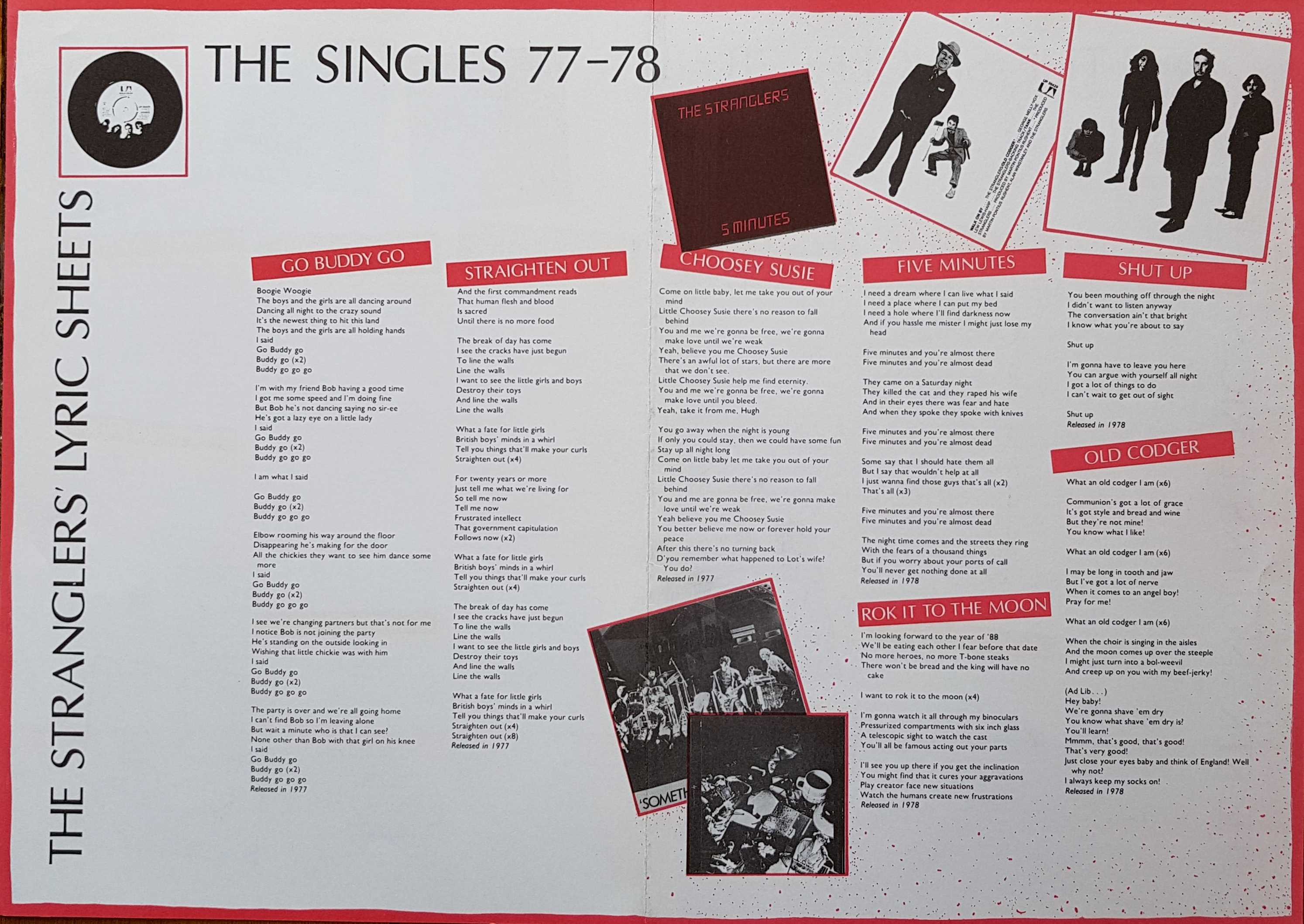 Picture of The singles 77-78 lyric sheets by artist The Stranglers  from The Stranglers books