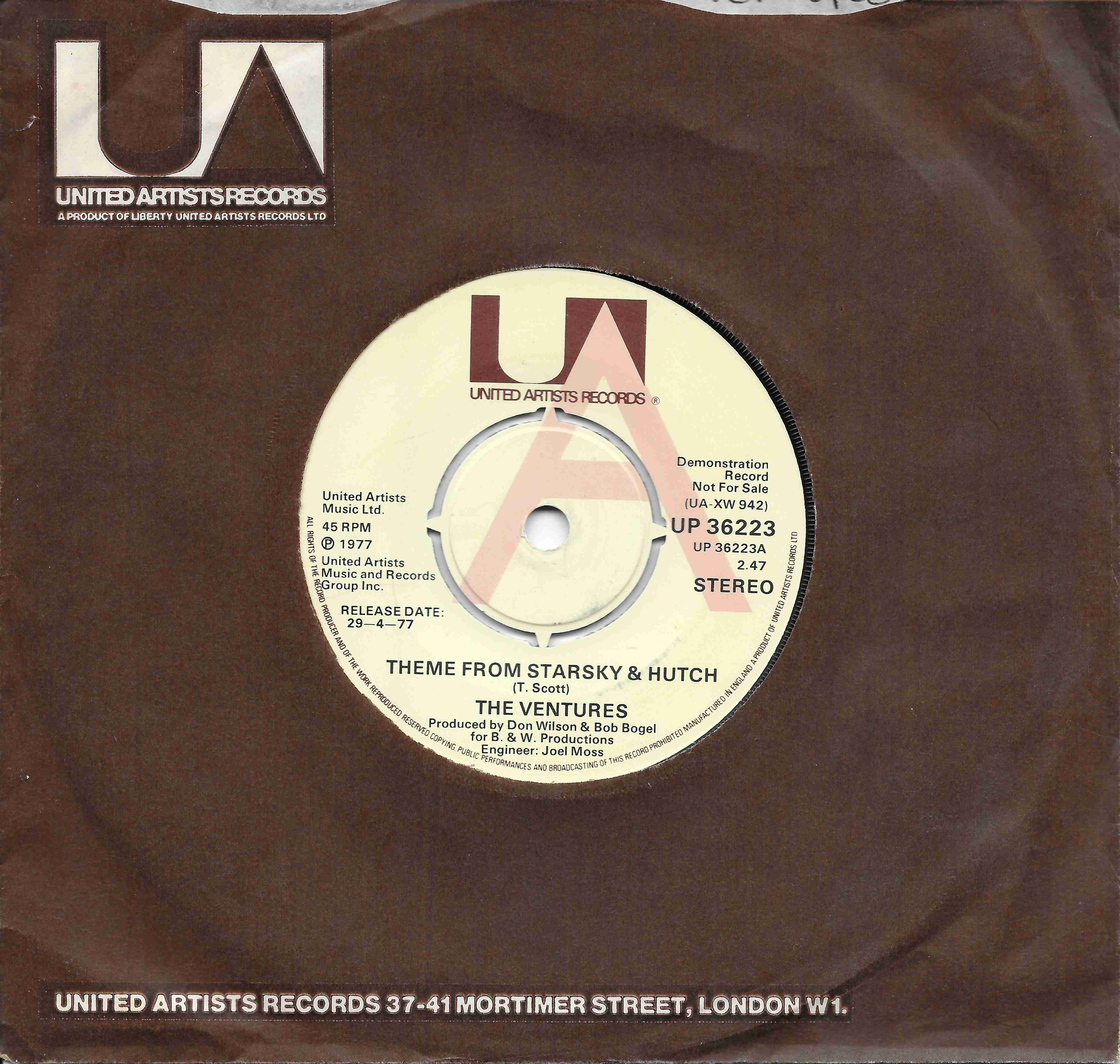 Picture of UP 36223 Starsky & Hutch - Demonstration record by artist T Scott / J Elliott / A Ferguson from the BBC singles - Records and Tapes library